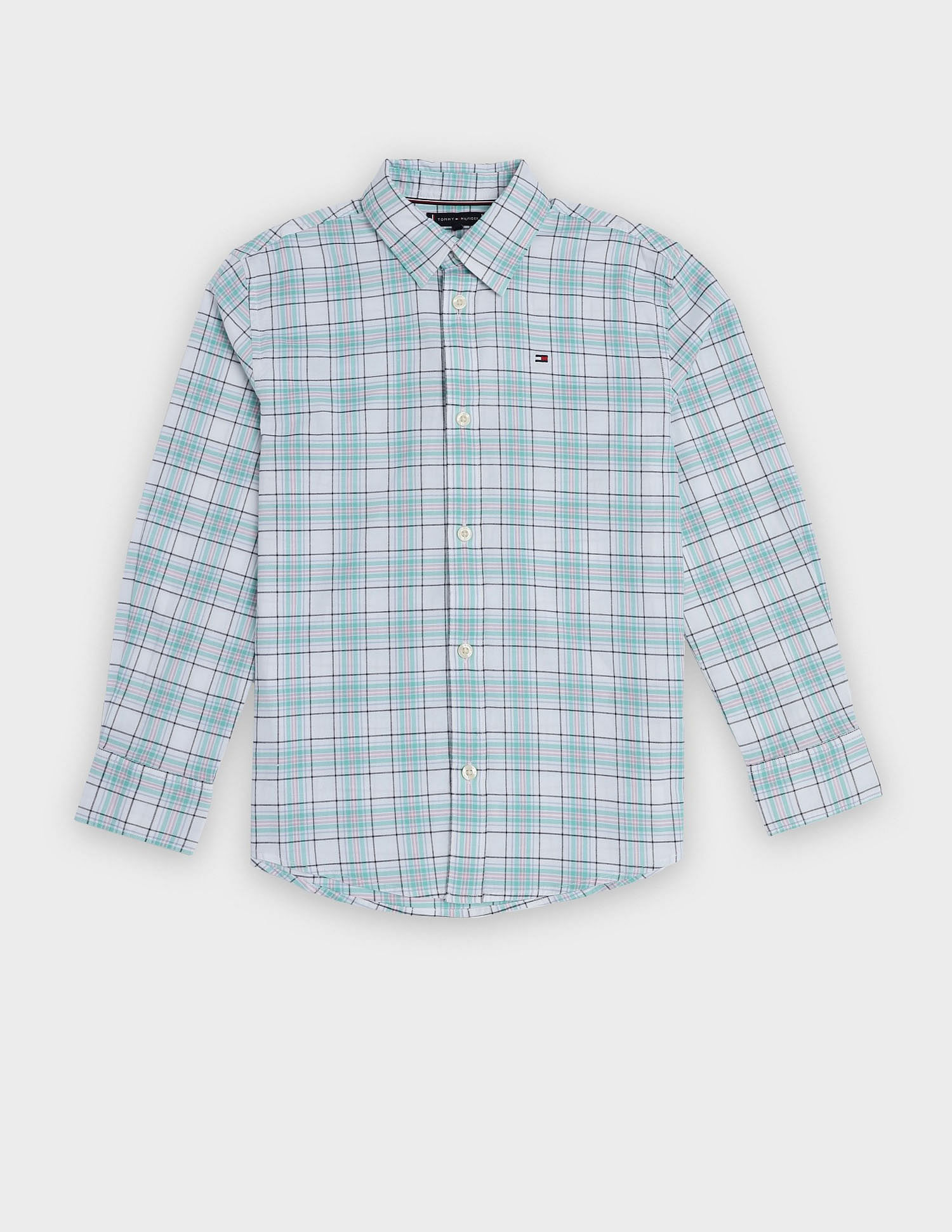Tommy Hilfiger Kids Boys Checks Regular Fit Oxford Shirt