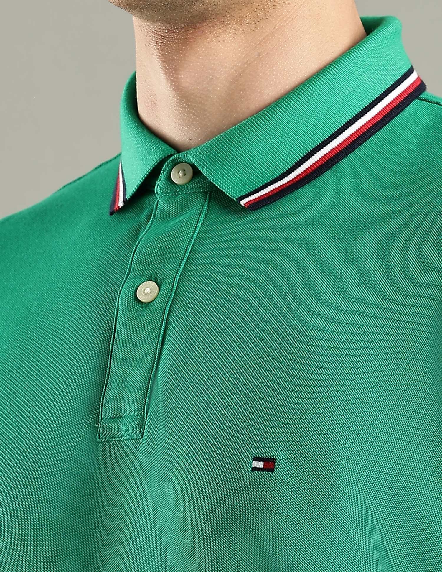 Tommy Hilfiger Solid Regular-Fit Cotton Polo T-Shirt