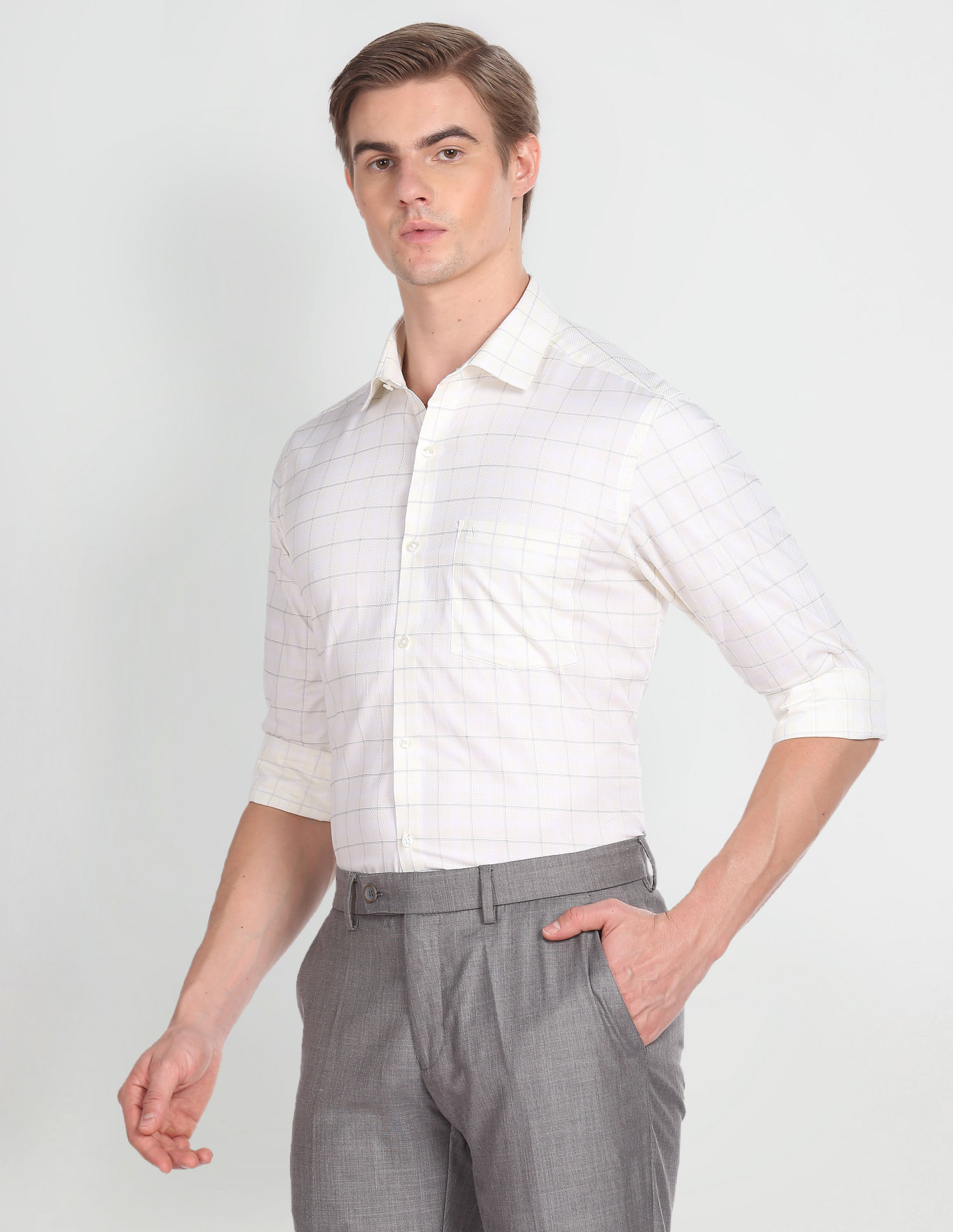 Arrow Outline Check Cotton Dobby Shirt