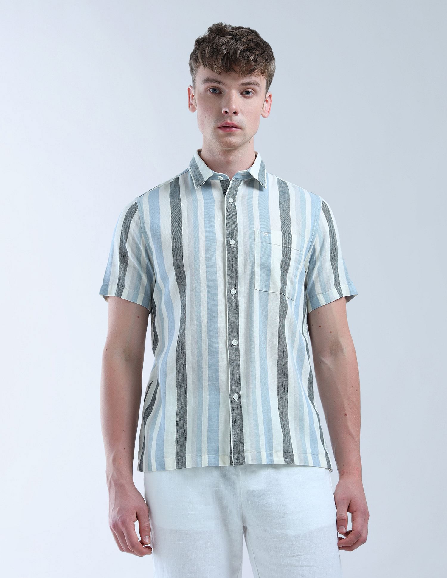 Flying Machine Vertical Striped Color Of Home Shirt