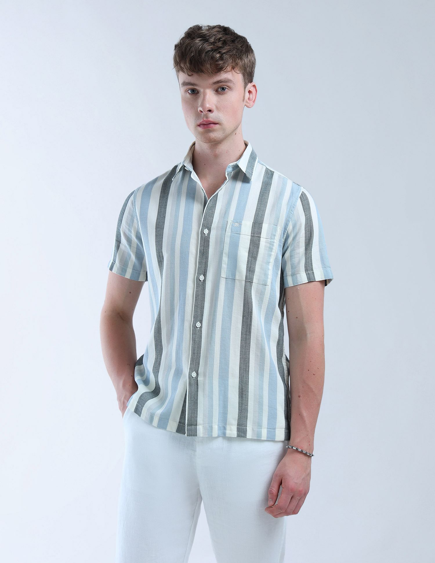 Flying Machine Vertical Striped Color Of Home Shirt