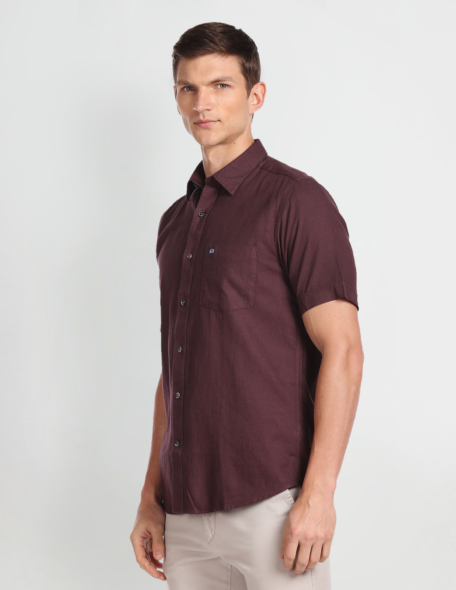 Arrow Sports Point Collar Solid Shirt