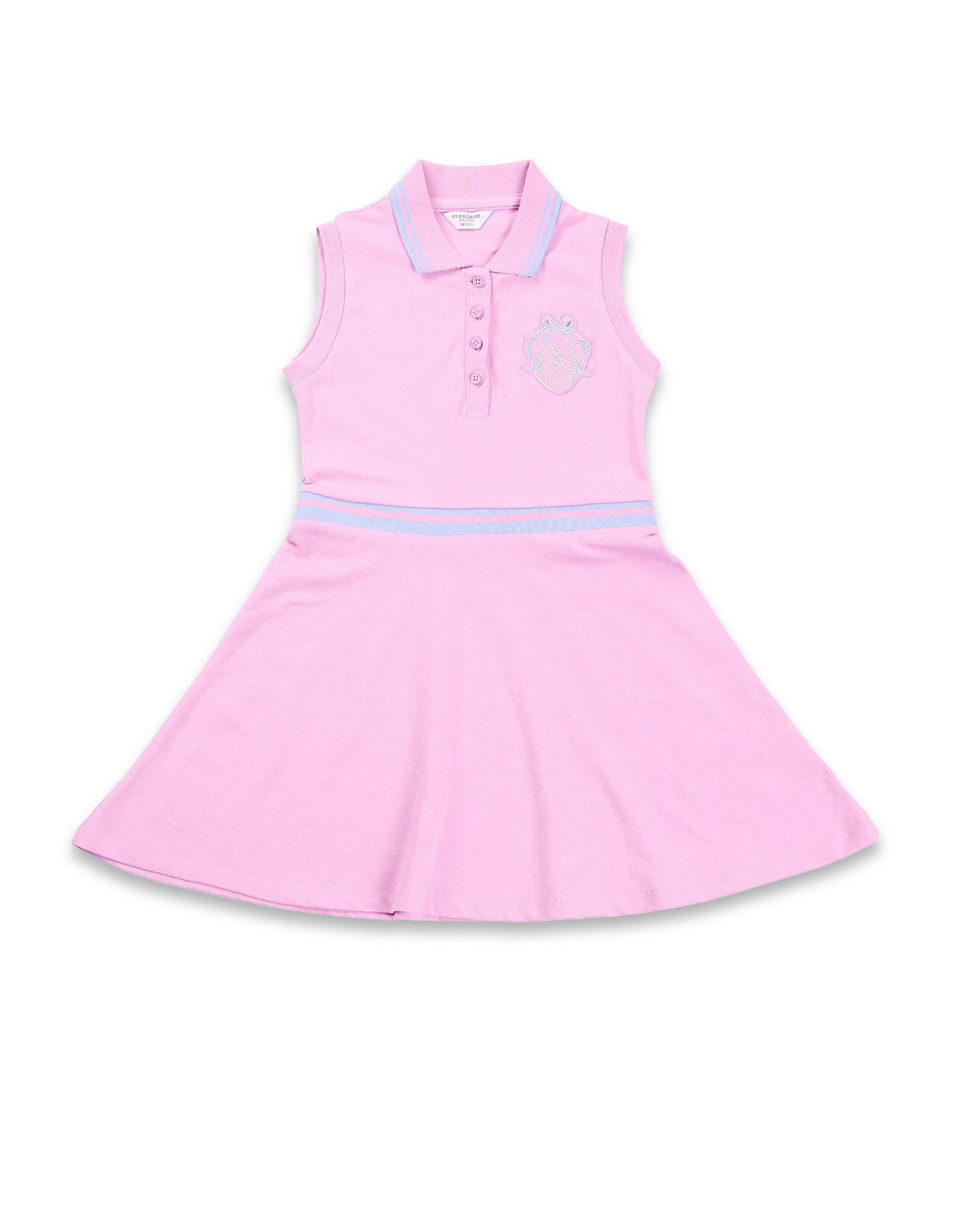 U.S. Polo Assn. Kids Girls Polo Collar Cotton Dress