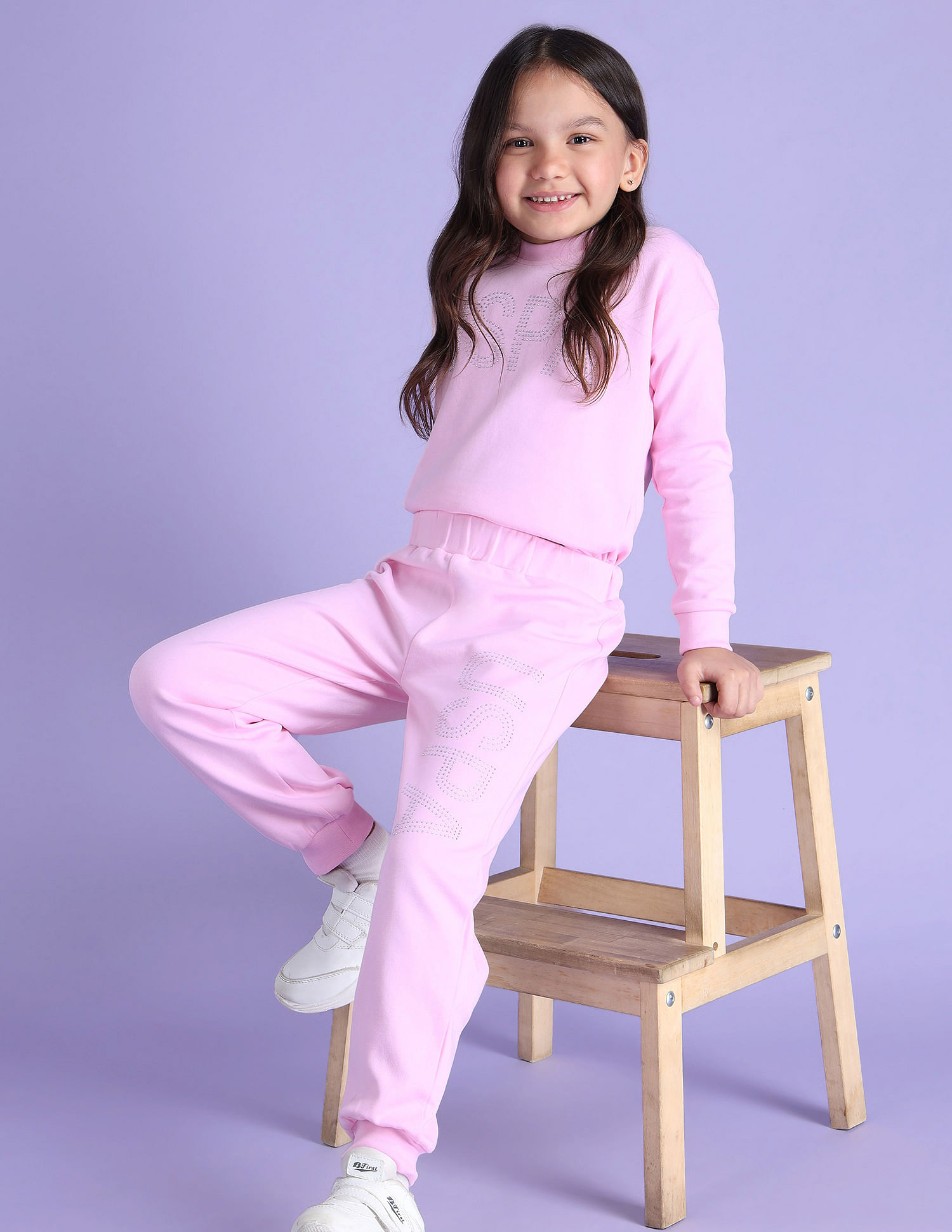 U.S. Polo Assn. Kids Girls Embellished Regular Fit Joggers