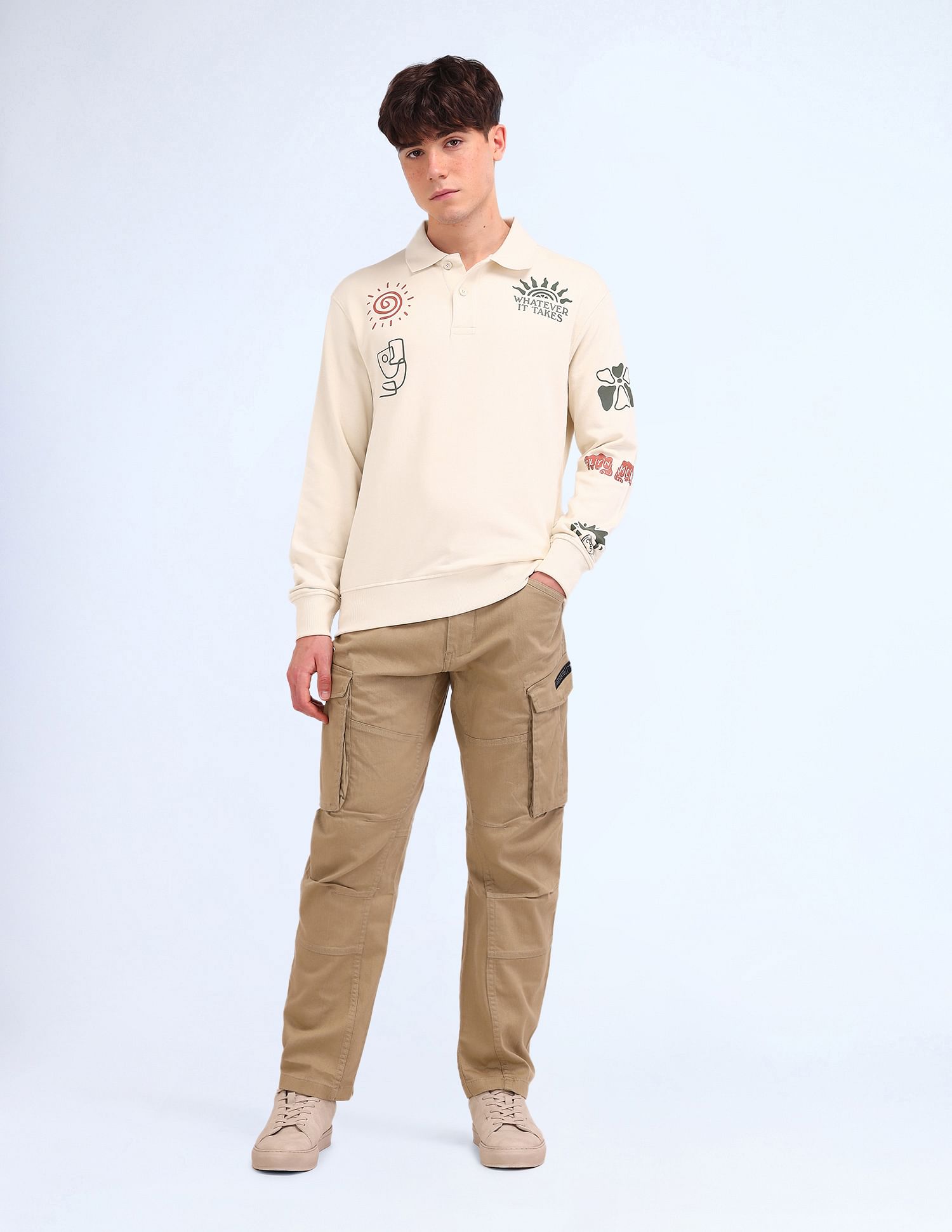 Flying Machine Relaxed Fit Graphic Printed Sweatshirt