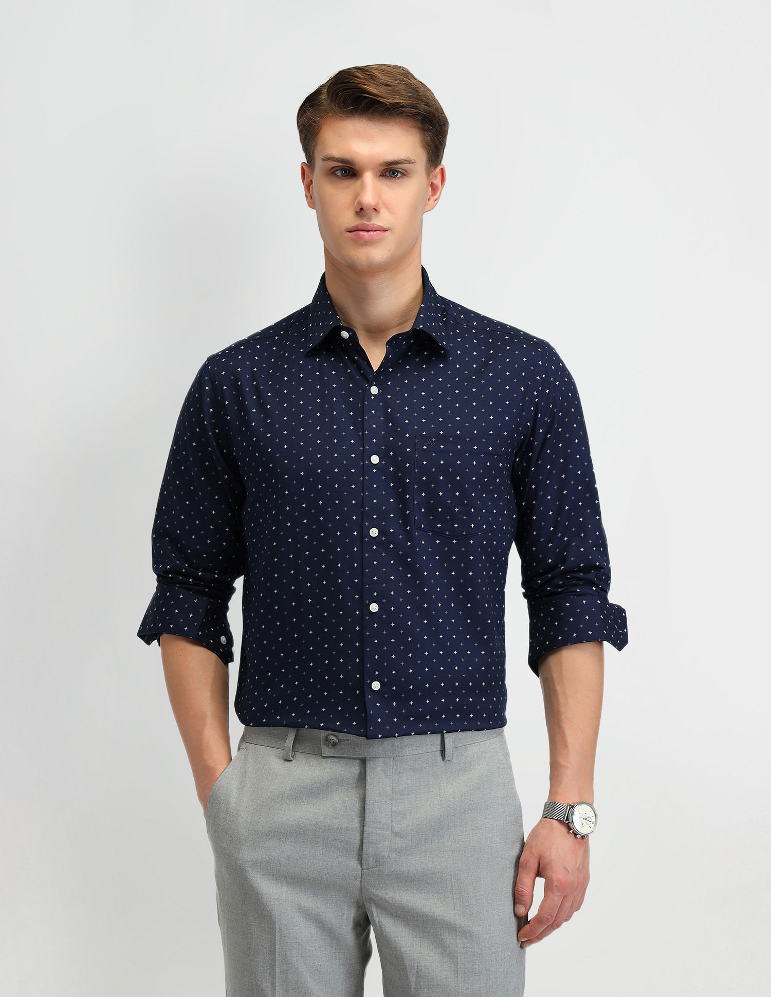 Arrow Geometric Print Manhattan Slim Shirt