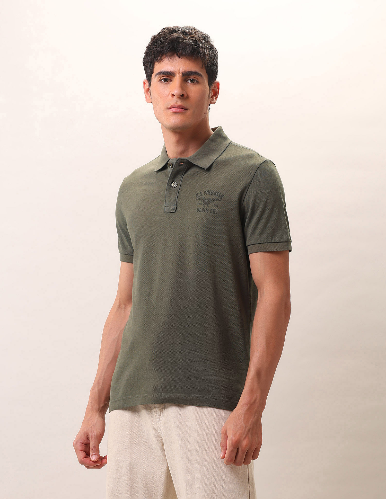 U.S. Polo Assn. Denim Co. Brand Printed Pure Cotton Polo Shirt