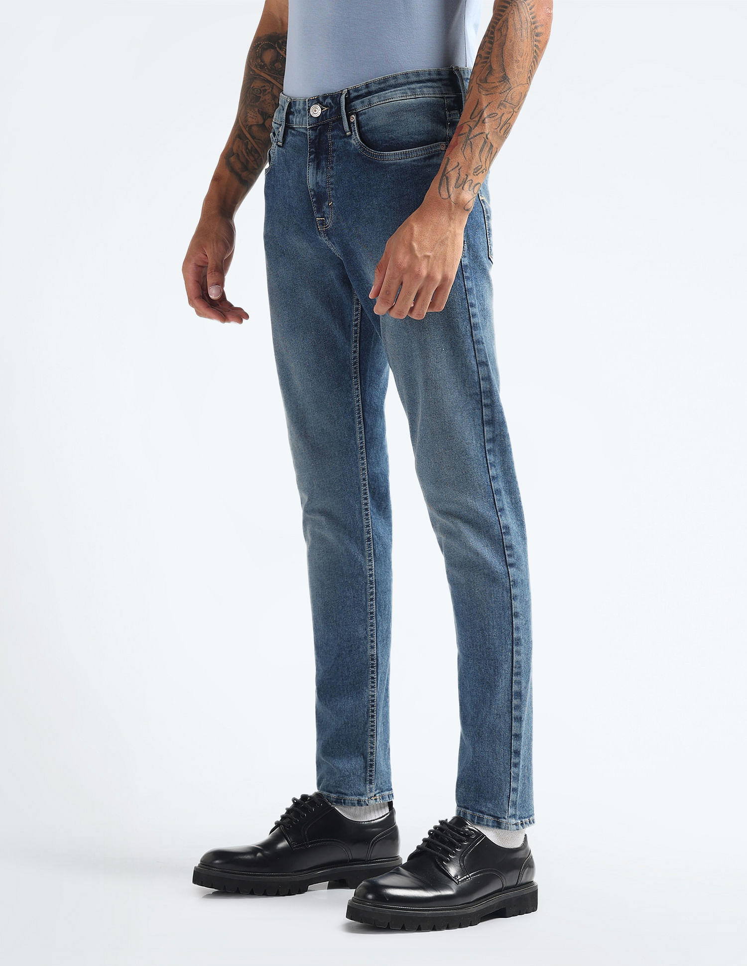 Flying Machine Slash Slim Tapered Stone Wash Jeans
