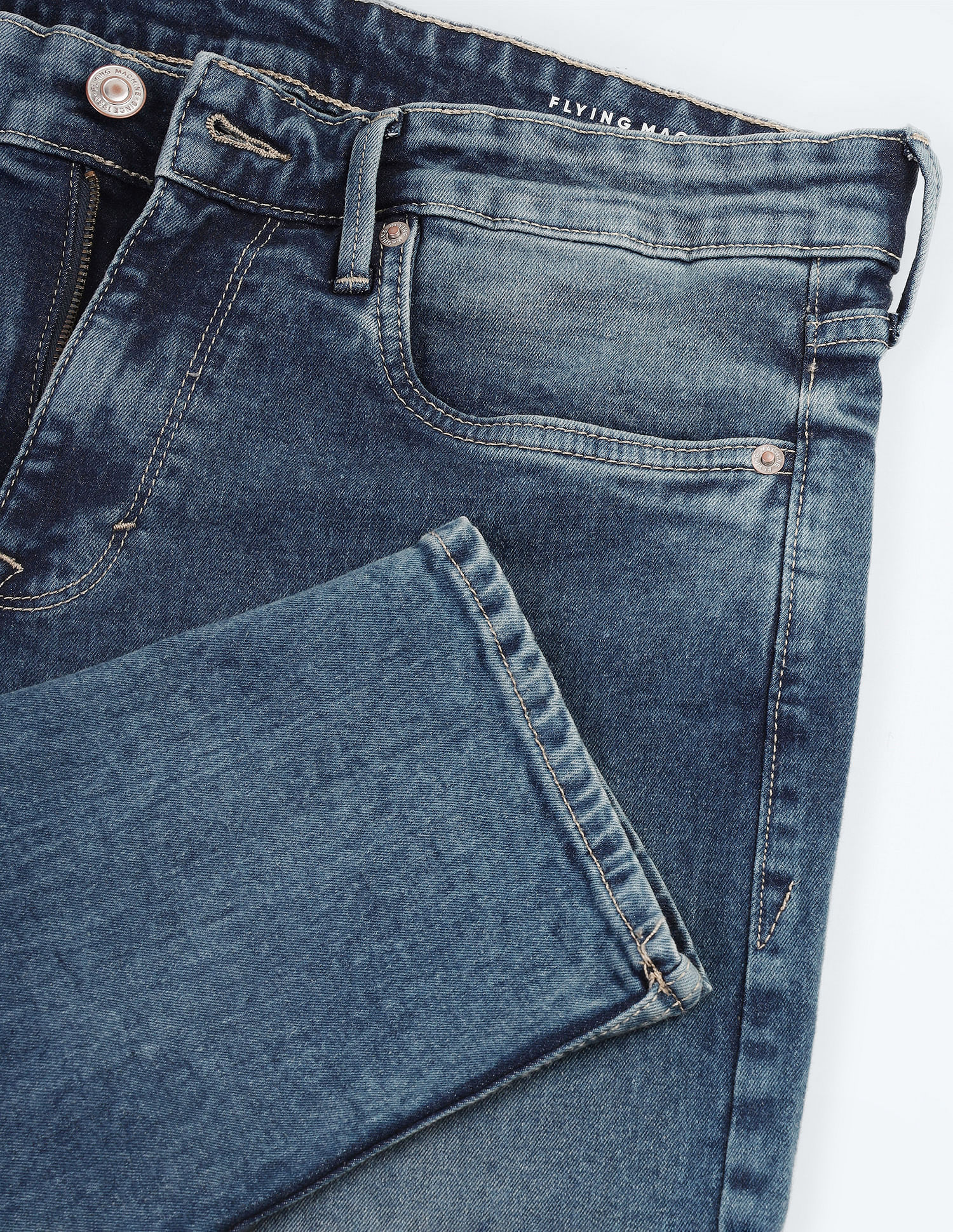 Flying Machine Slash Slim Tapered Stone Wash Jeans