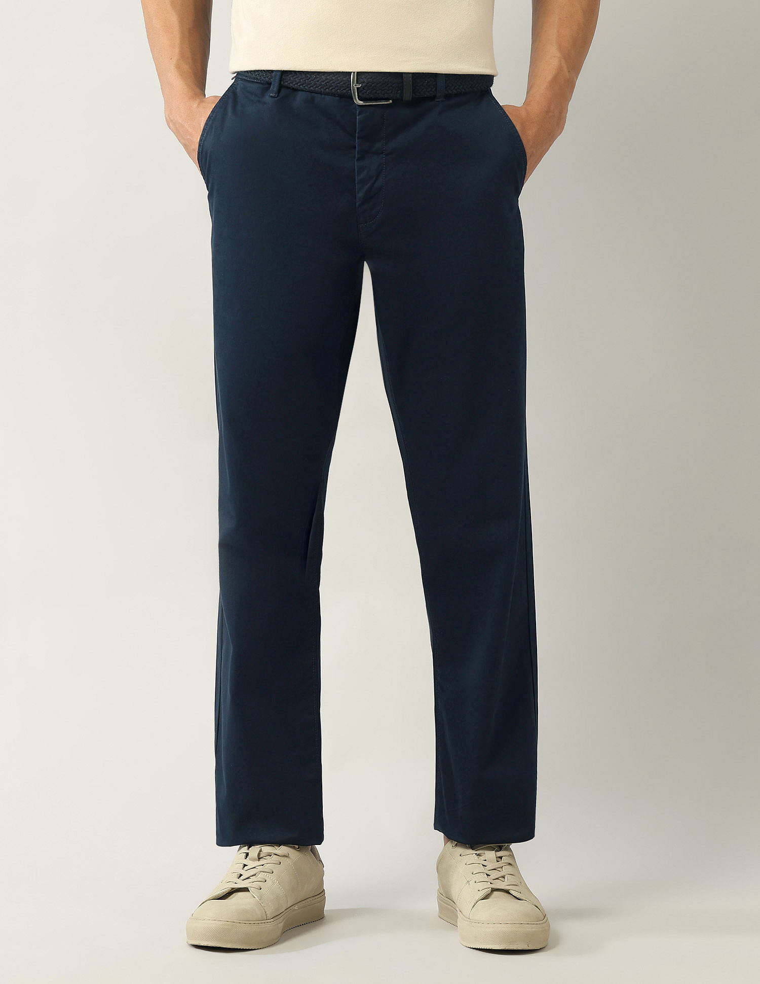 Arrow Sport Mid Rise Straight Fit Twill Trousers