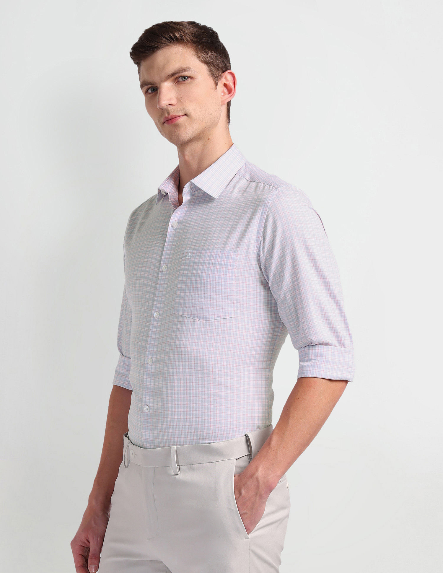 Arrow Cutaway Collar Tartan Check Shirt
