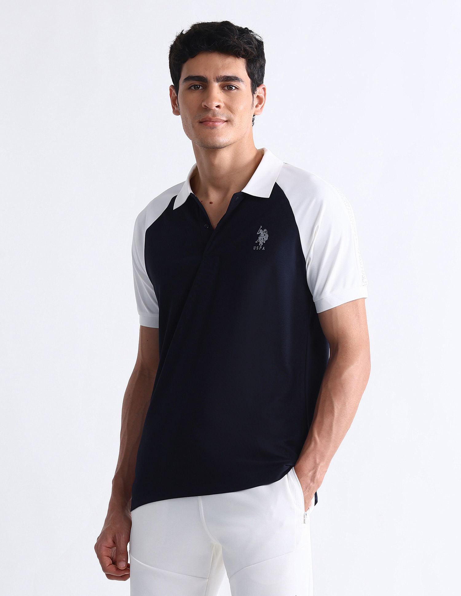 USPA Active Colourblocked Slim Fit Polo Shirt