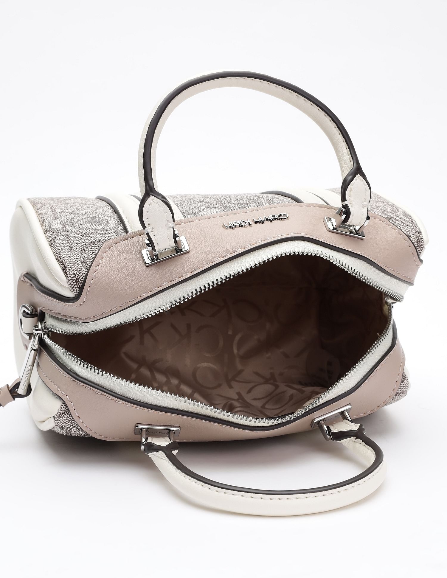 Calvin Klein Logo Beige Pvc Handbag