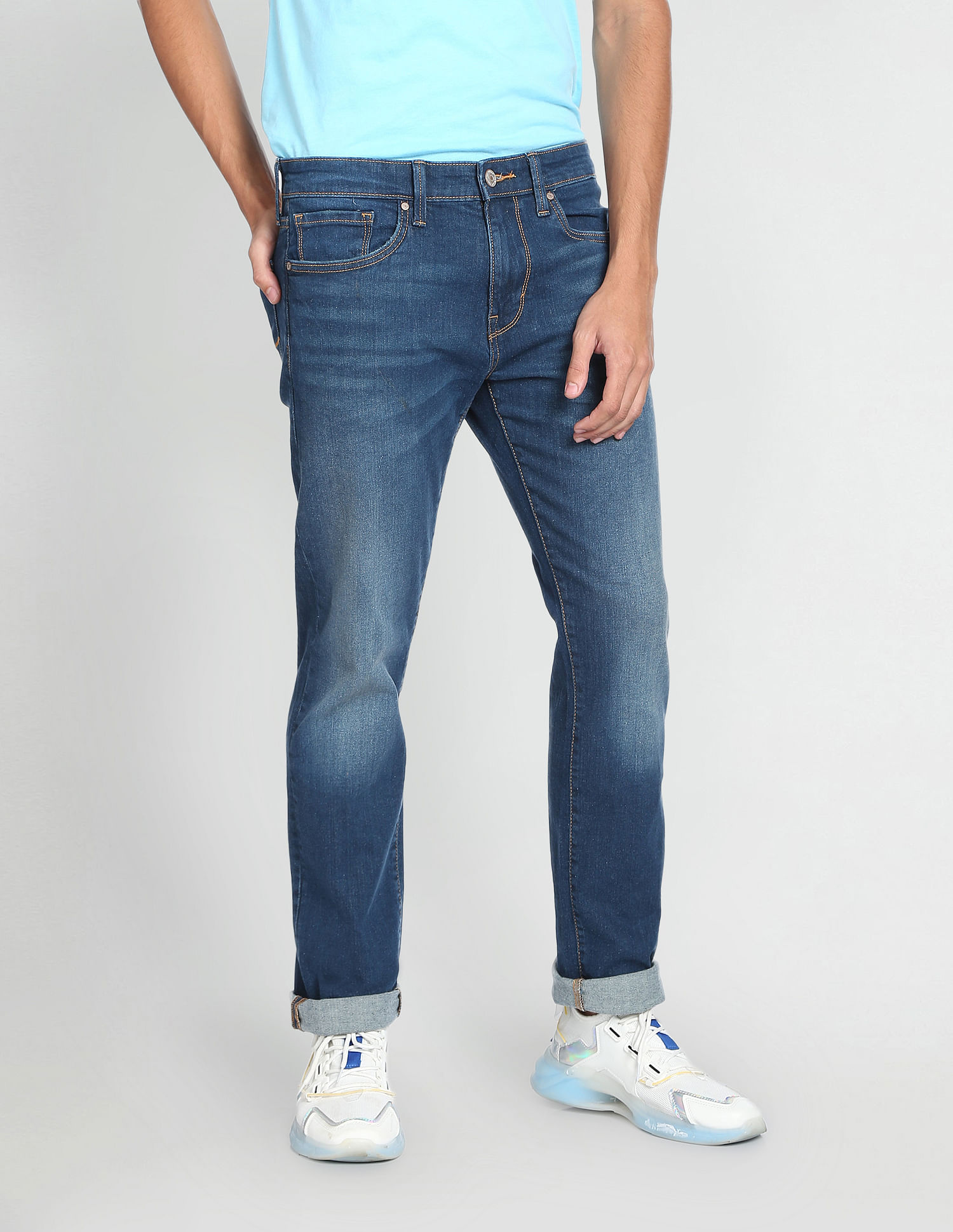 Flying Machine Stone Wash Straight Fit Classic Vintage Jeans