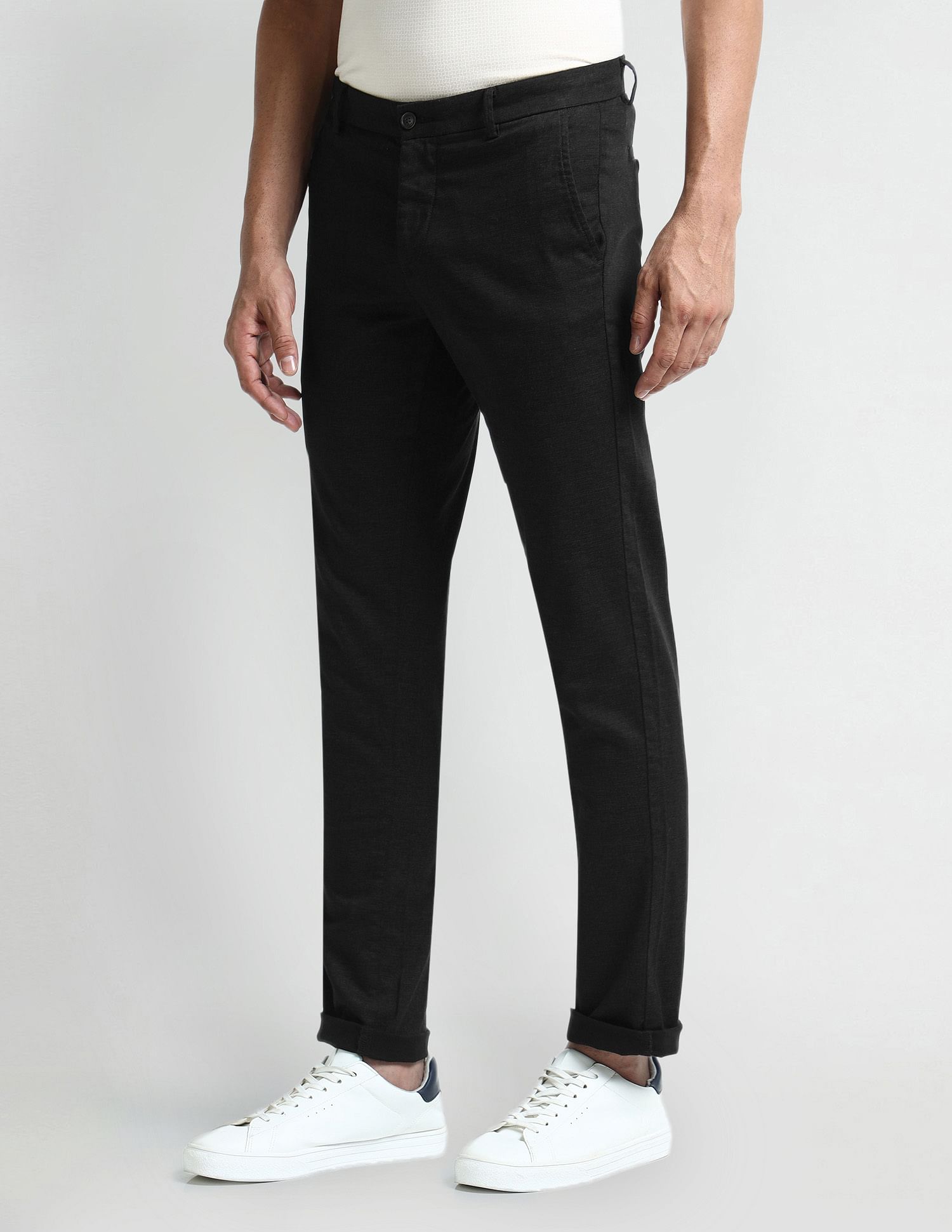 Arrow Sport Mid Rise Slim Fit Trousers