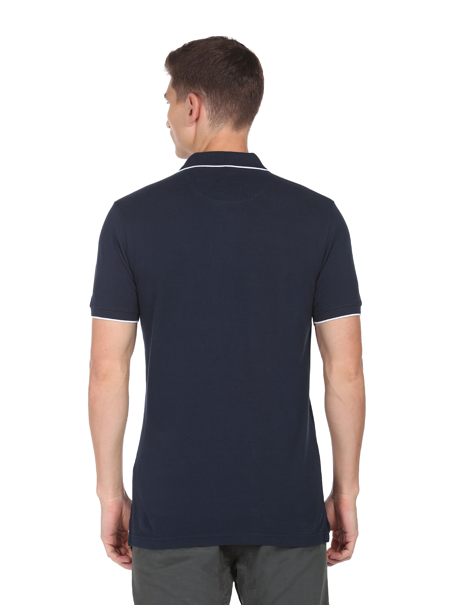 Arrow Sports Tipped Collar Solid Cotton Polo Shirt