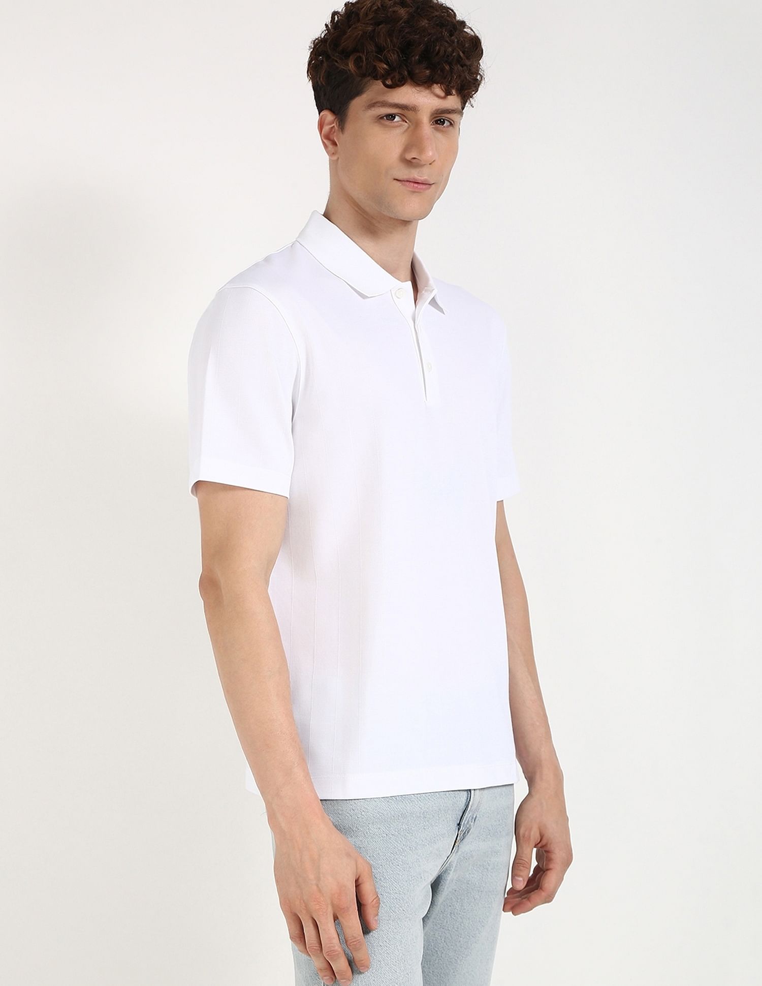 Calvin Klein Jeans Self Design Regular-Fit Polyester Polo T-Shirt