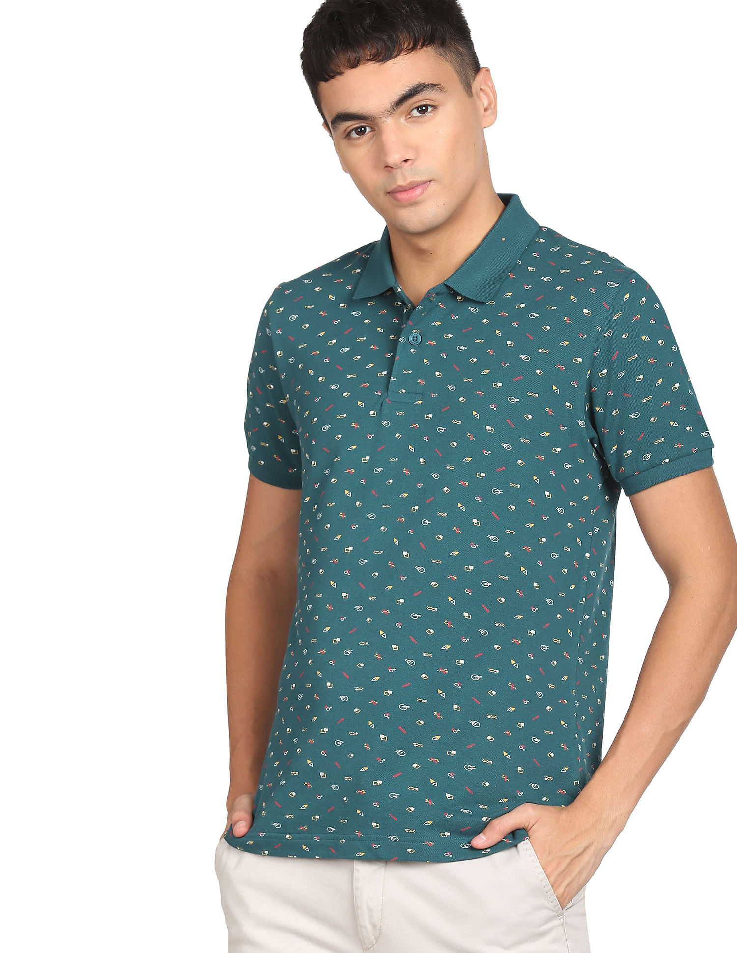 Flying Machine Abstract Print Polo Shirt