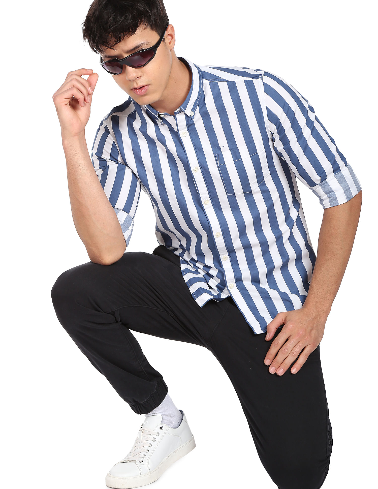 Buy Flying Machine Vertical Stripe Cotton Shirt - NNNOW.com