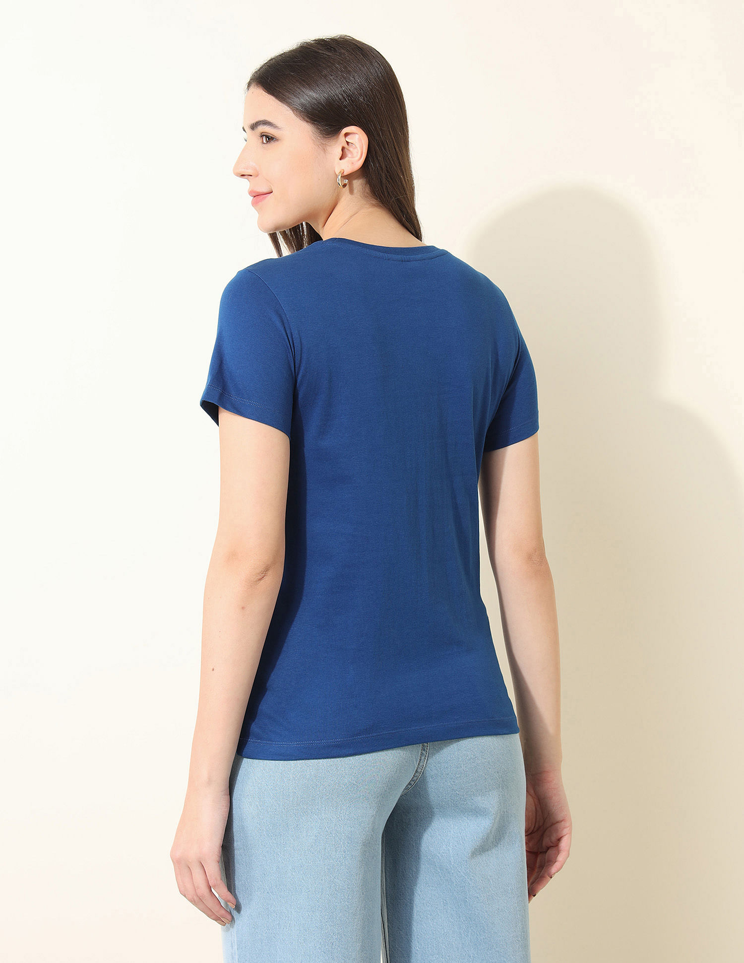 U.S. Polo Assn. Women Regular Fit Brand Printed T-Shirt
