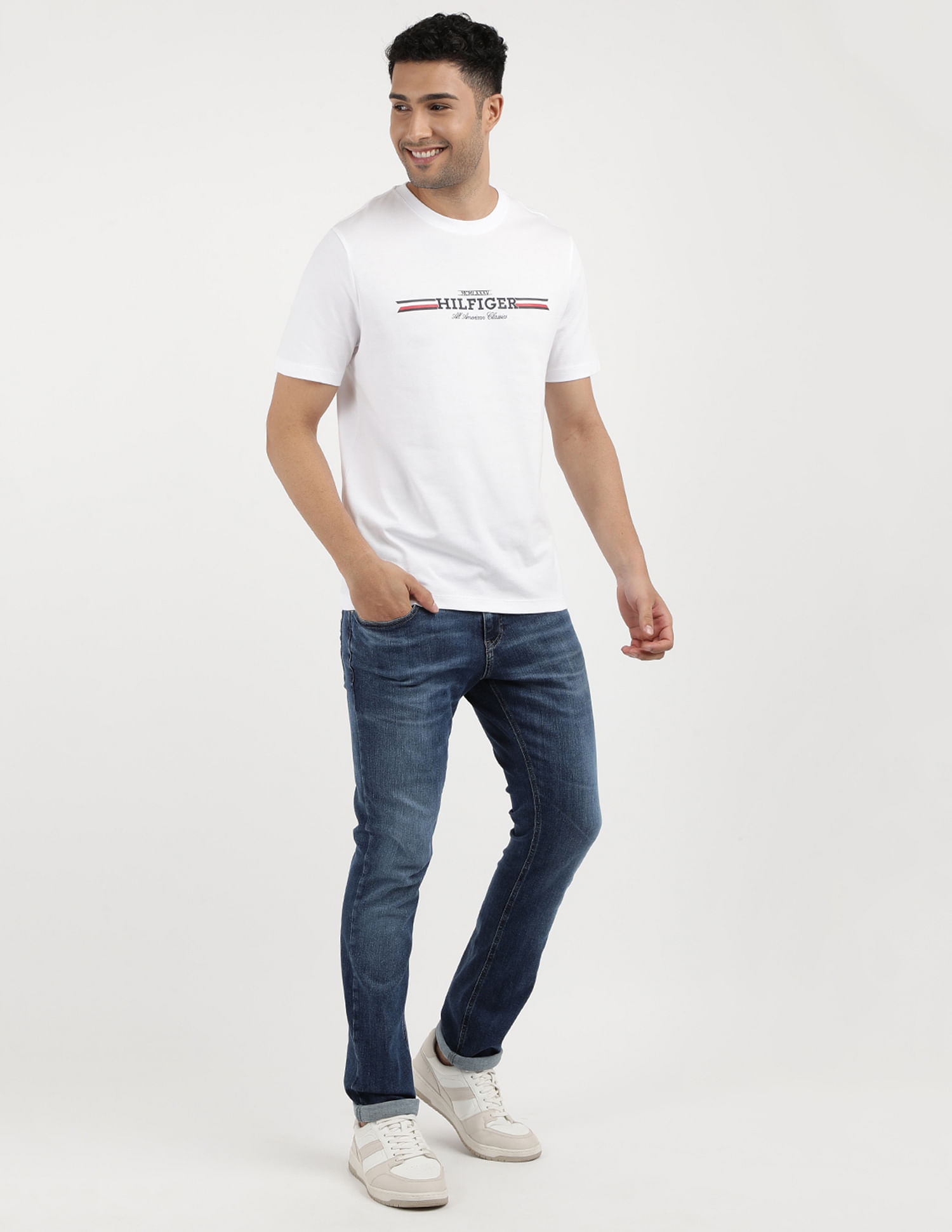Tommy Hilfiger Brand Print Cotton T-Shirt