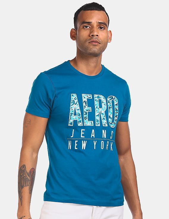 Blue T Shirt Aero Buy Aeropostale Men Blue Crew Neck Logo