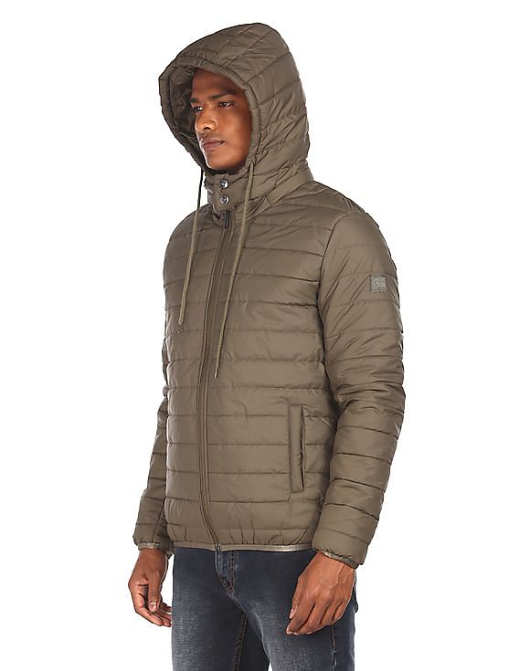 Flying Machine Detachable Hood Quilted Jacket