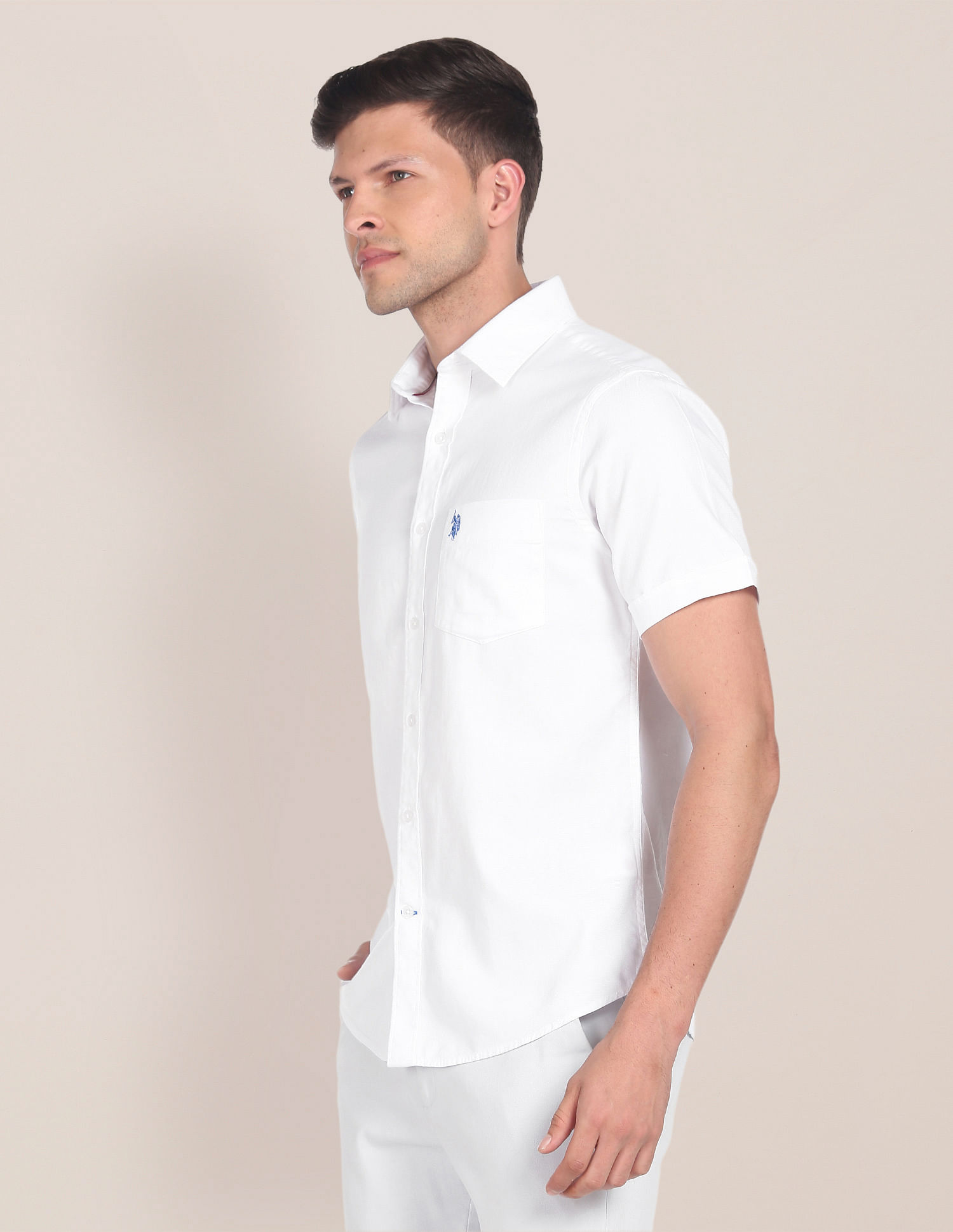 U.S. Polo Assn. Birdseye Dobby Textured Solid Shirt