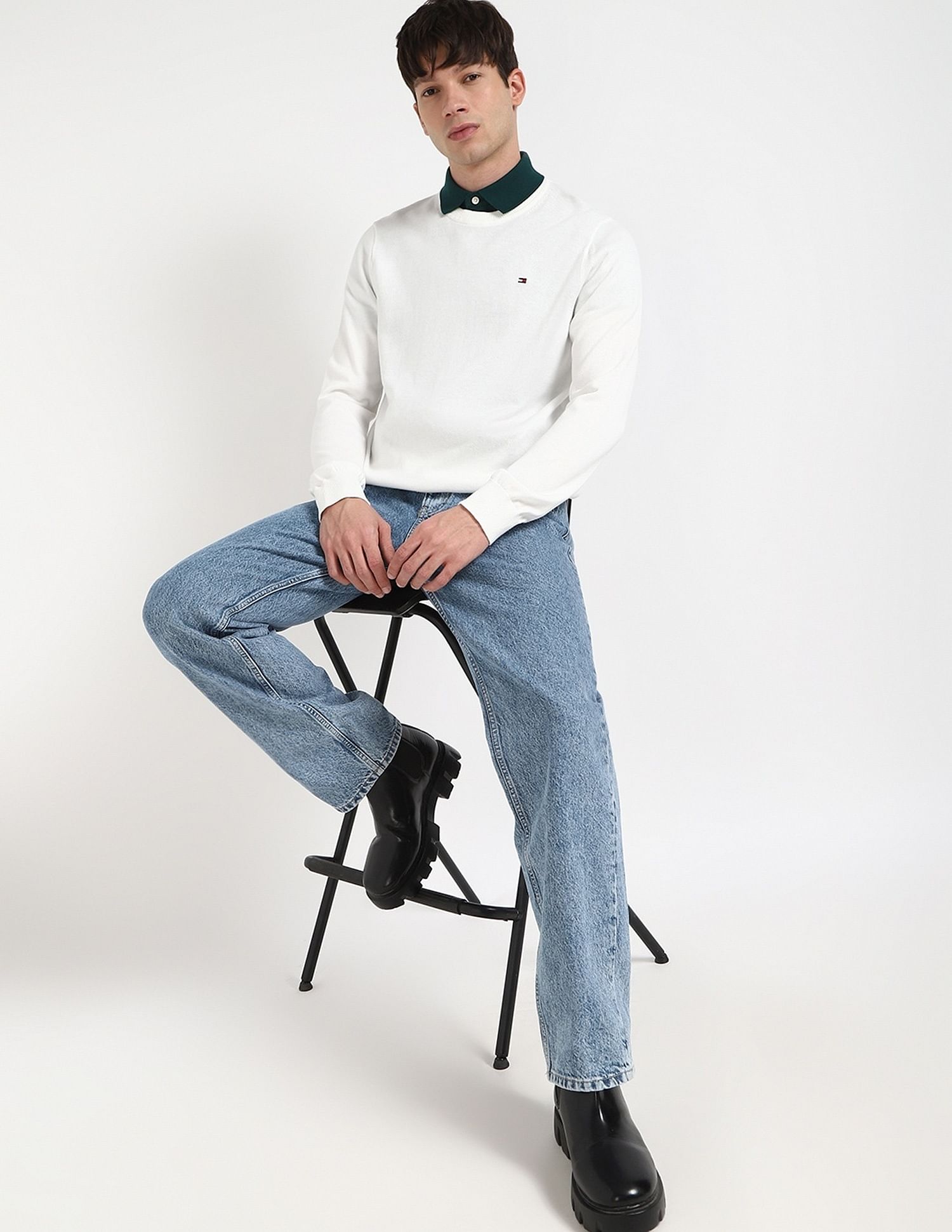 Tommy Hilfiger Solid Regular-Fit Cotton Sweater