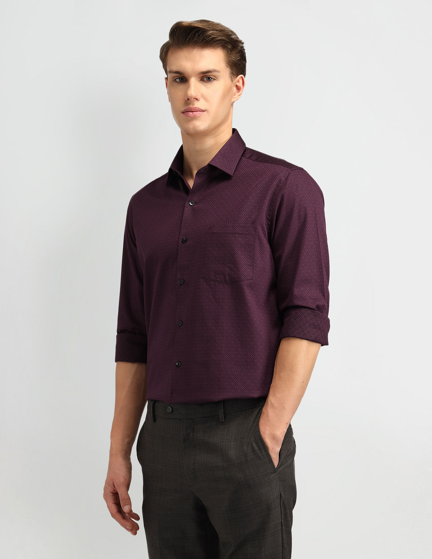 Arrow Slim Fit Textured Pattern Shirt
