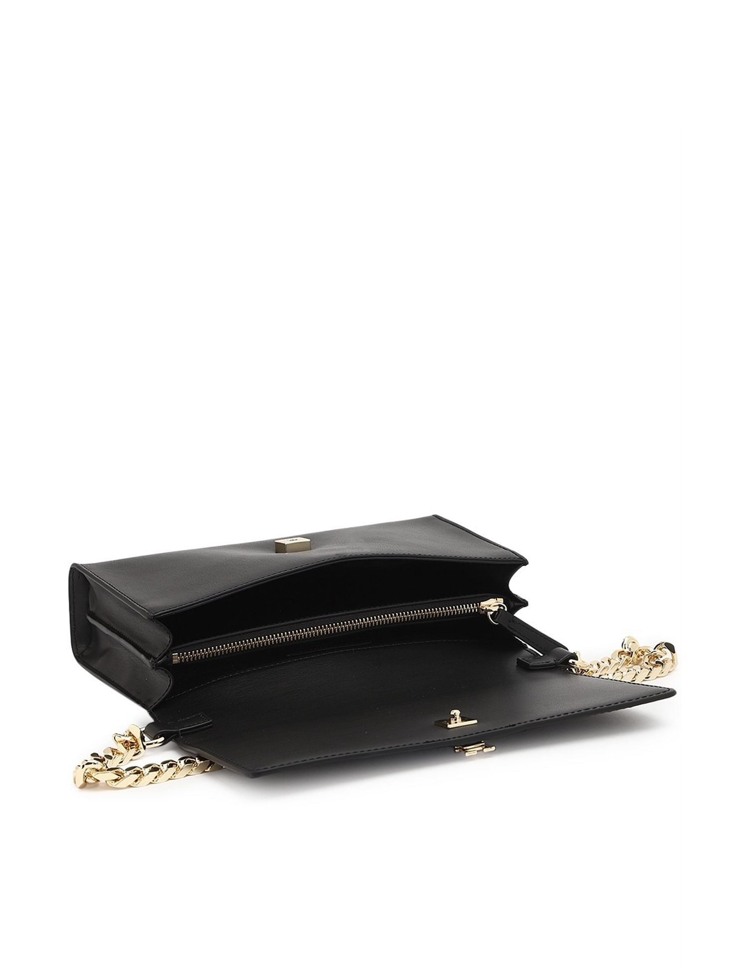 Tommy Hilfiger Solid Black Pu Sling Bag