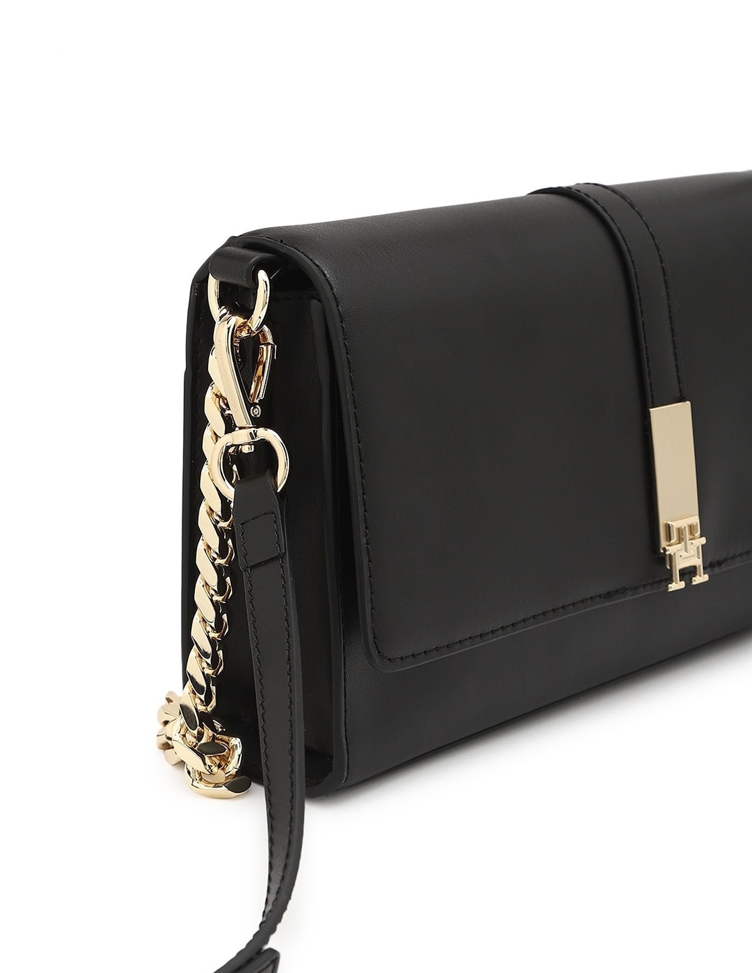 Tommy Hilfiger Solid Black Pu Sling Bag