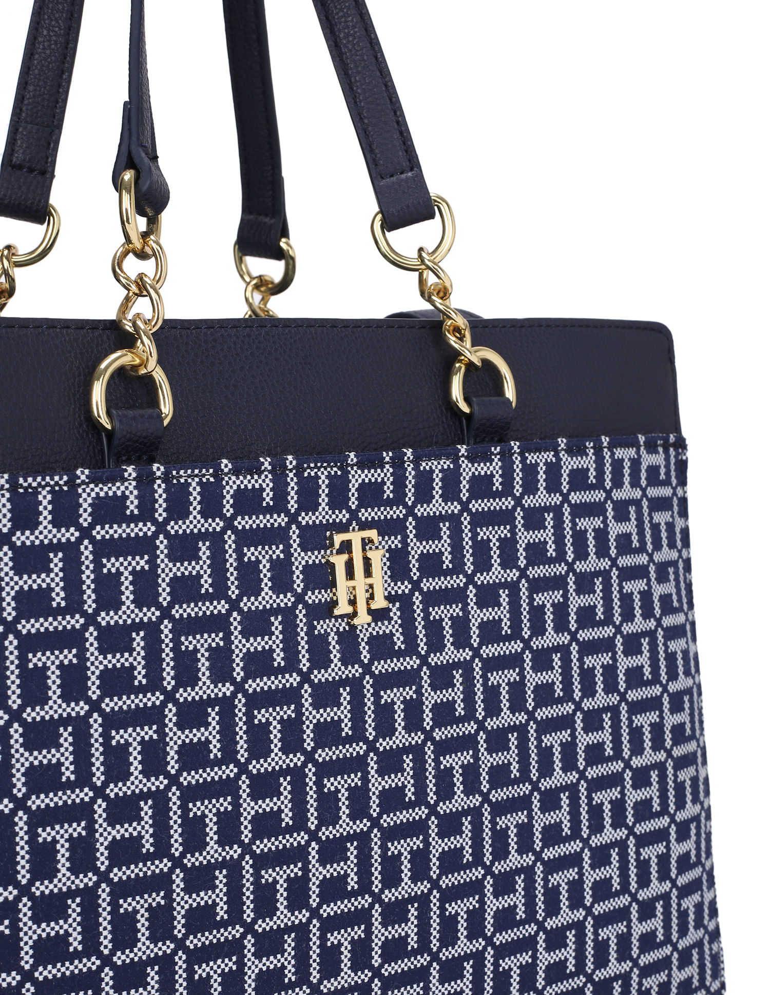 Buy Tommy Hilfiger Women Navy Antonella All Over Monogram Handbag NNNOW