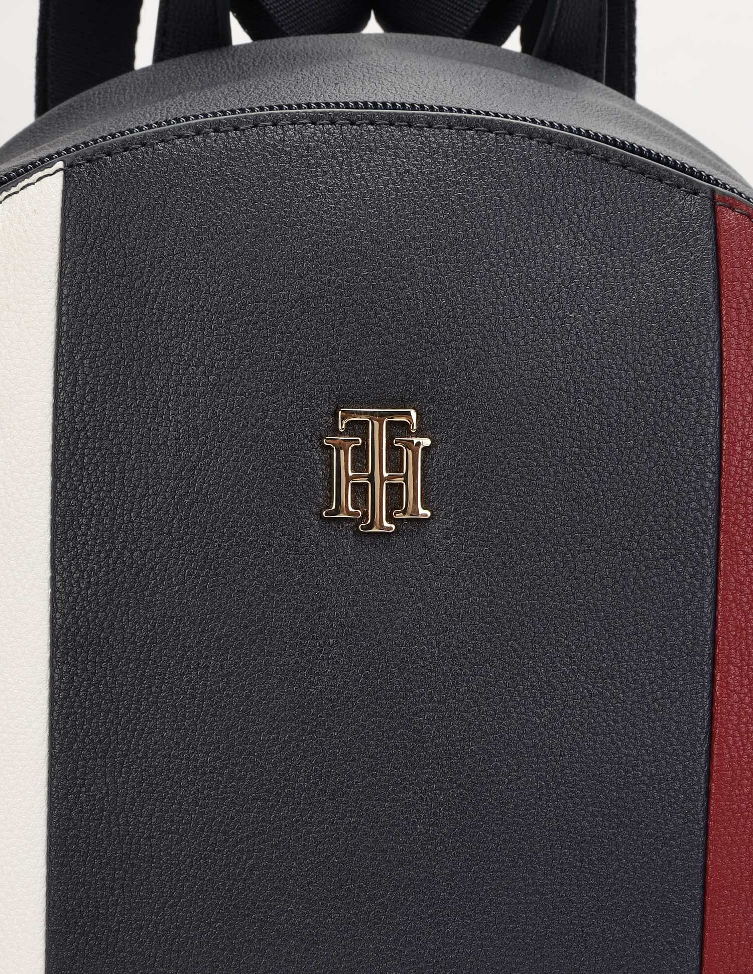 Tommy Hilfiger Striped Blue Pu Backpack