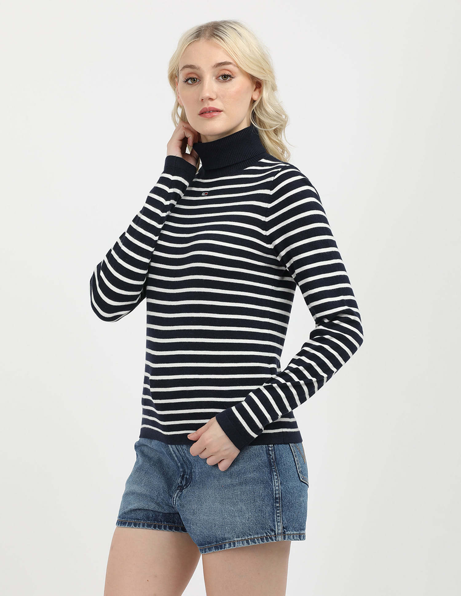 Buy Tommy Hilfiger Essential Turtle Neck Horizontal Striped