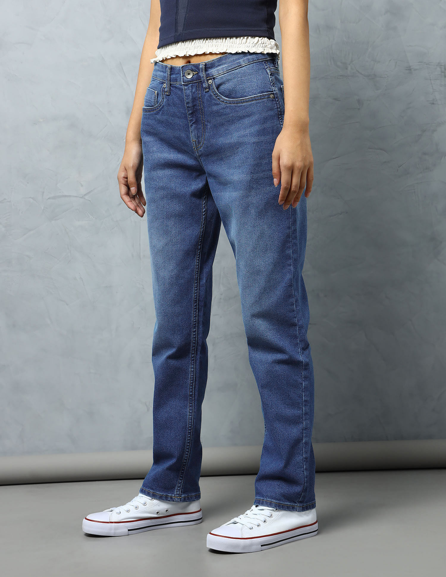Flying Machine Women High Rise Straight Fit Jeans