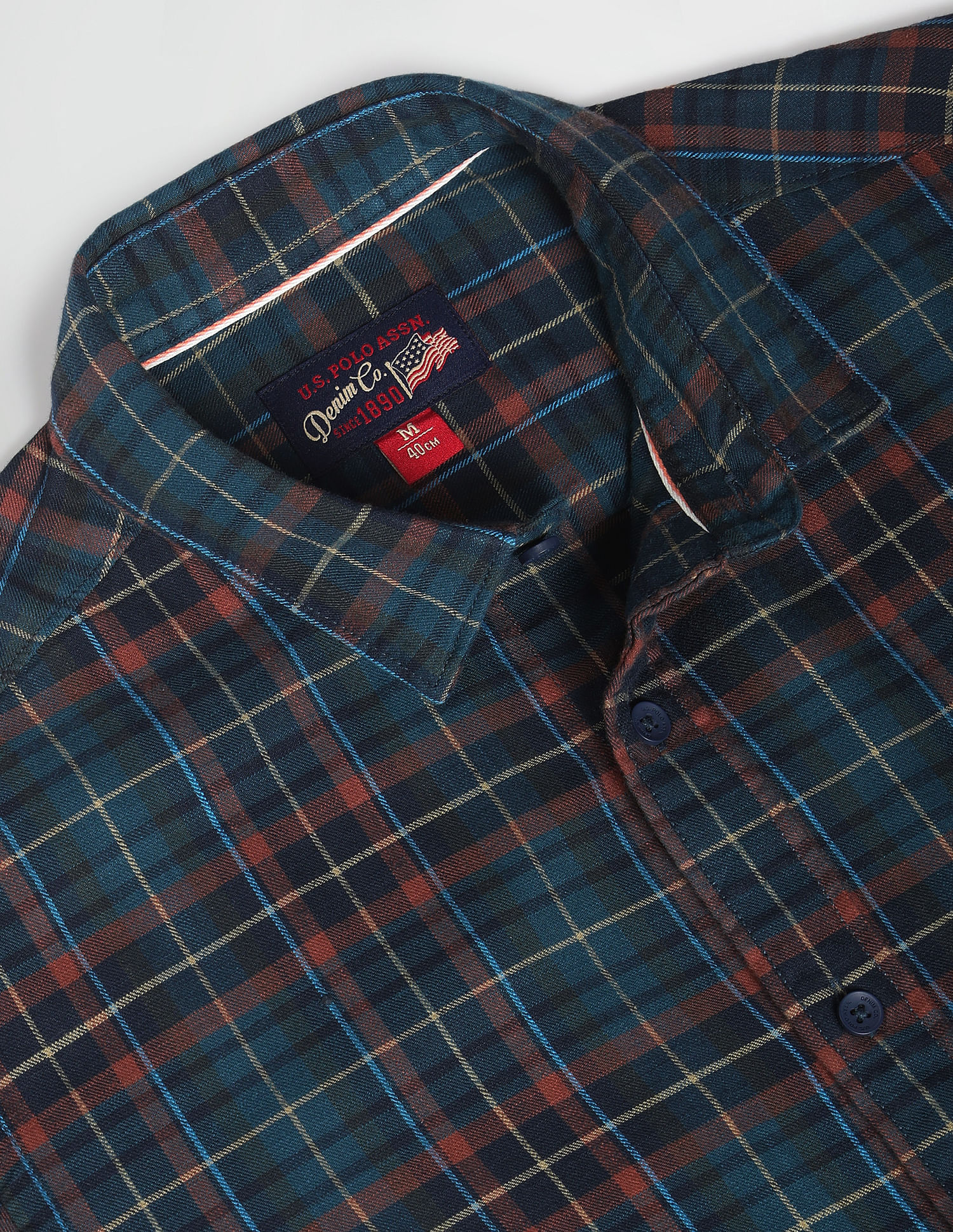 U.S. Polo Assn. Denim Co. Cutaway Collar Plaid Check Slim Fit Shirt