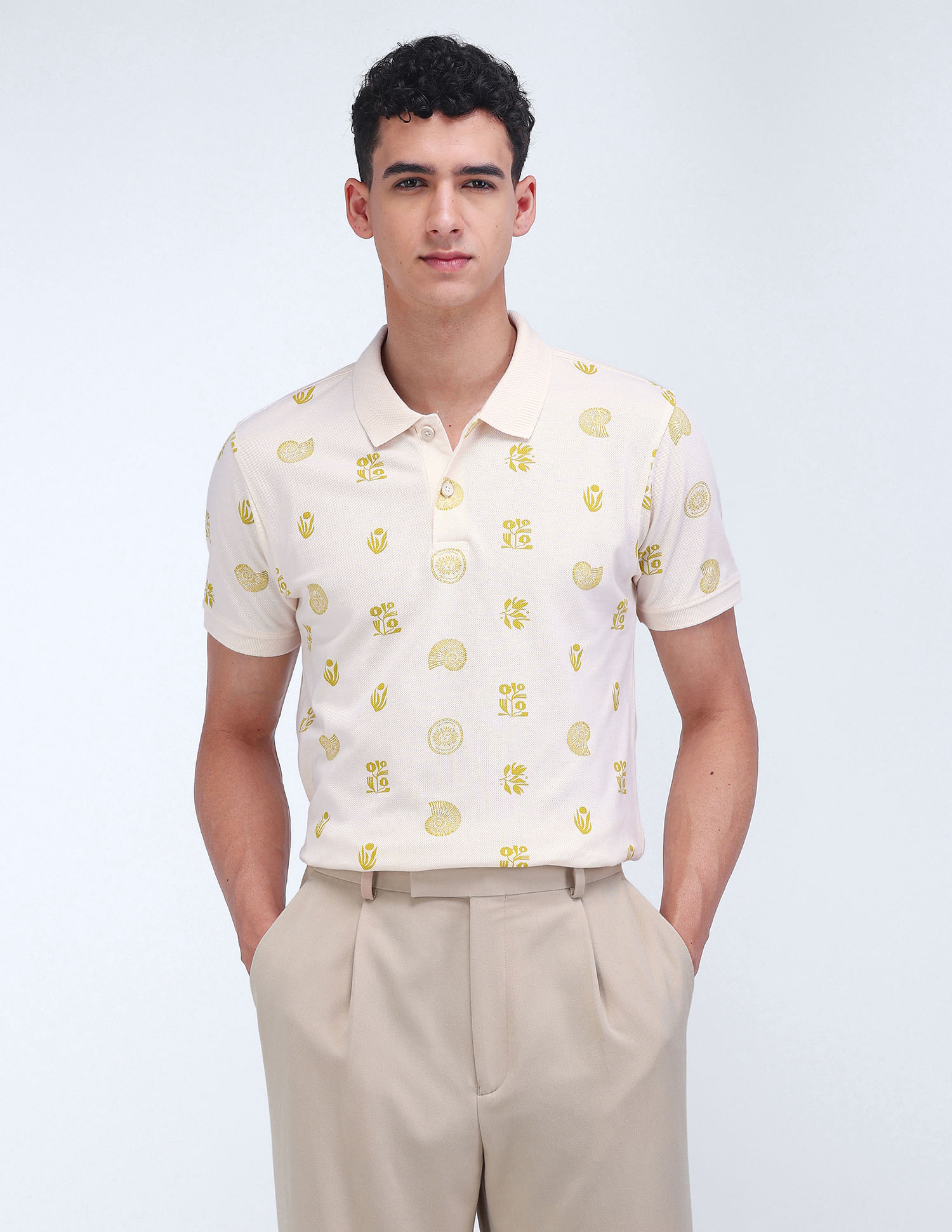 Flying Machine All-over Print Regular Polo Shirt