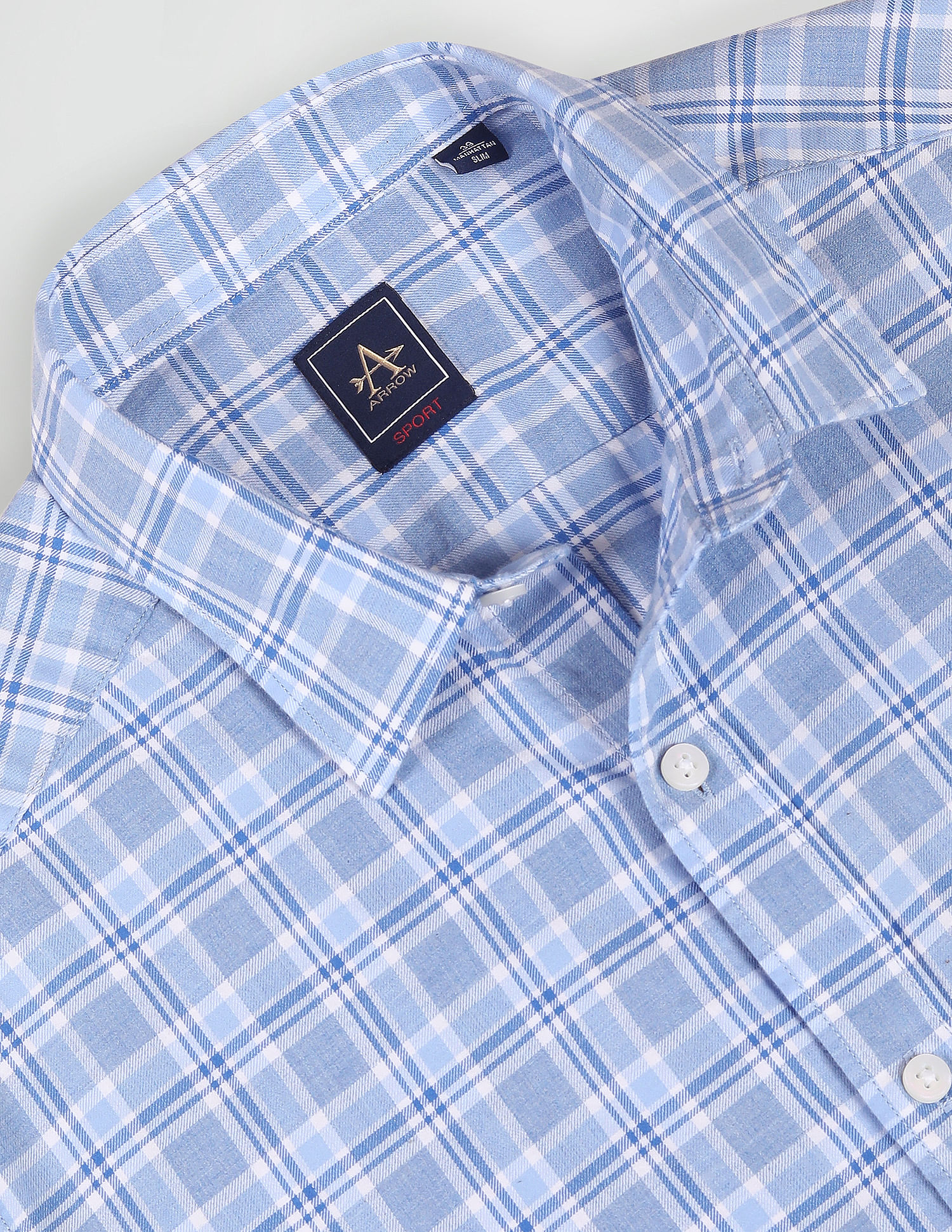 Arrow Sports Point Collar Tartan Check Casual Shirt