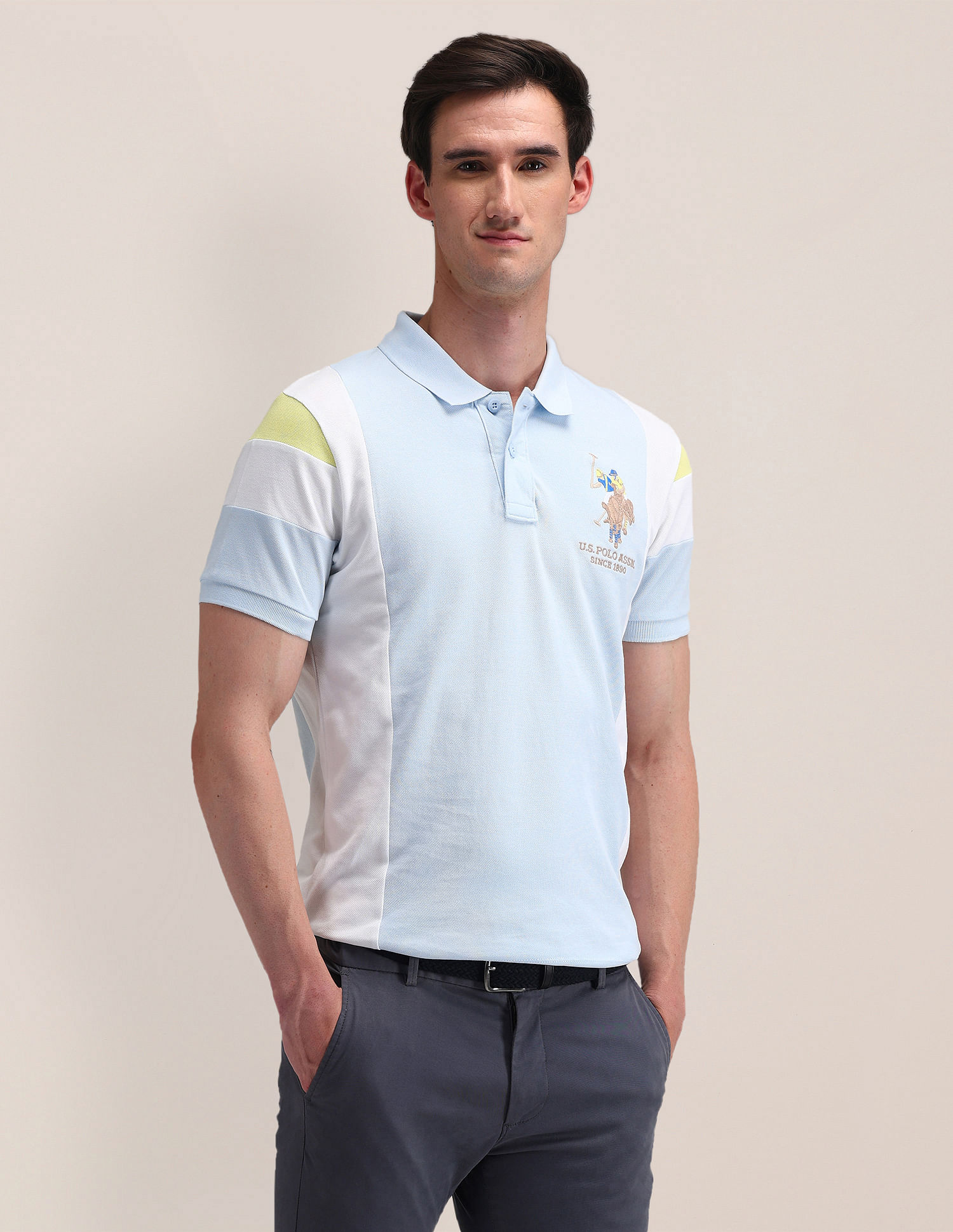 U.S. Polo Assn. Slim Fit Colourblocked Polo Shirt