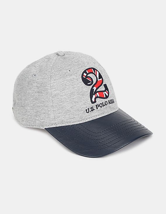 U.S. Polo Assn. Men Grey And Navy Colour Block Heathered Cap