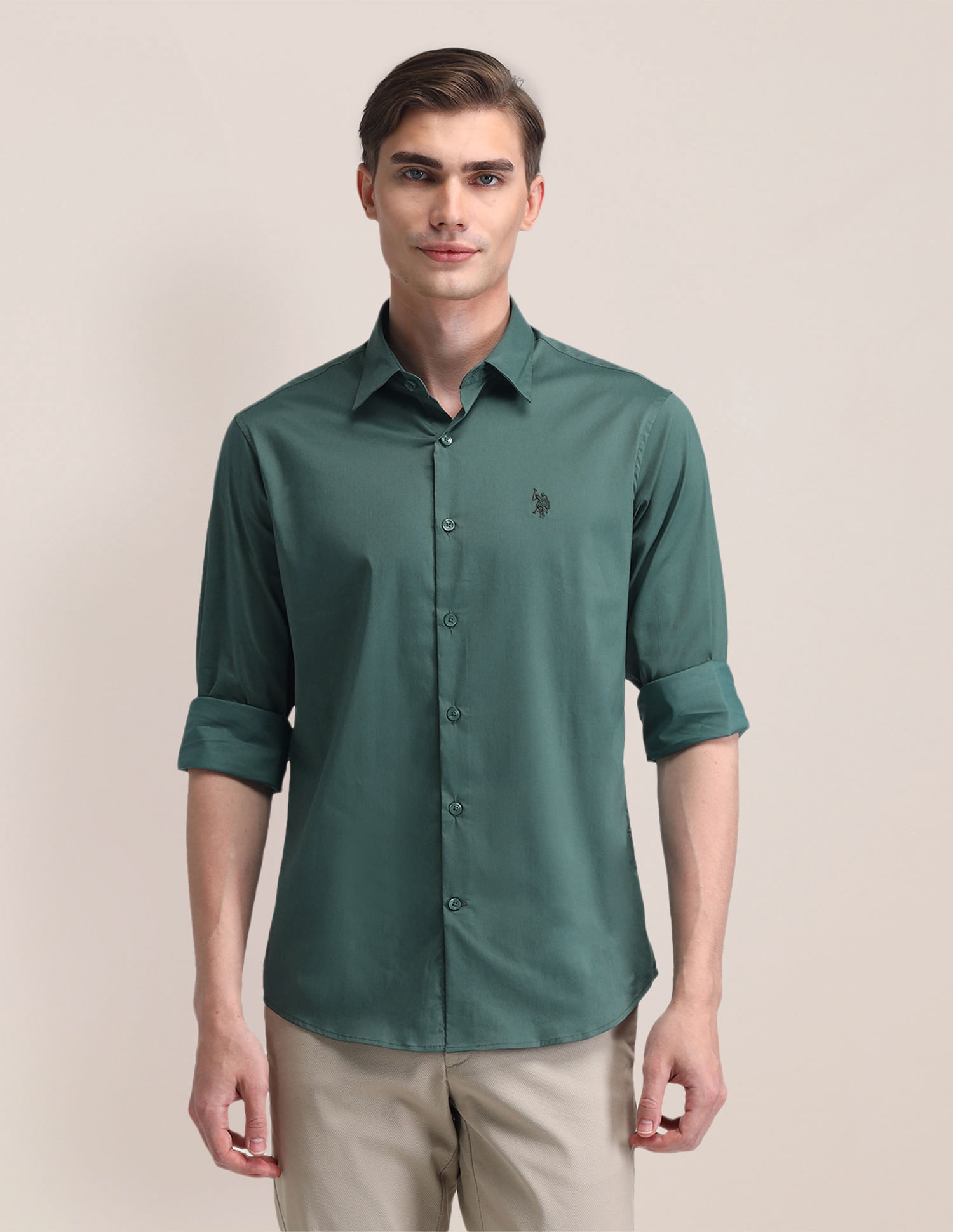 U.S. Polo Assn. Tailored Fit Solid Twill Shirt