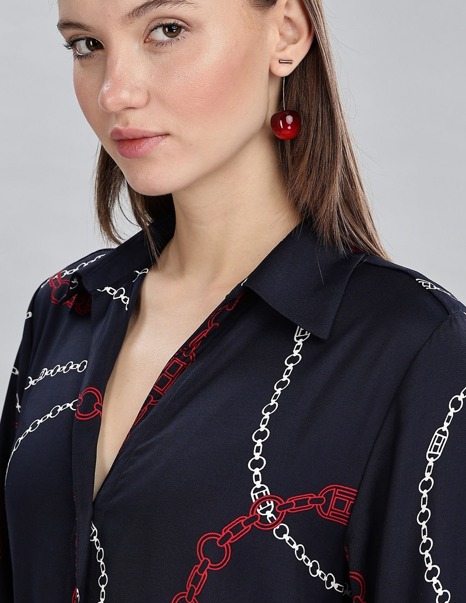 Tommy Hilfiger Viscose Spread Collar Shirt Dress