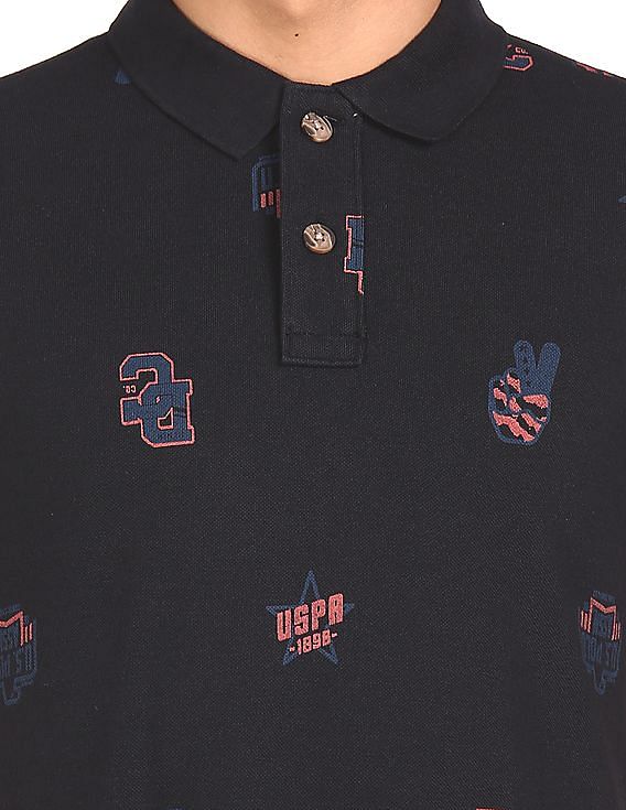U.S. Polo Assn. Denim Co. Ribbed Collar Printed Polo Shirt