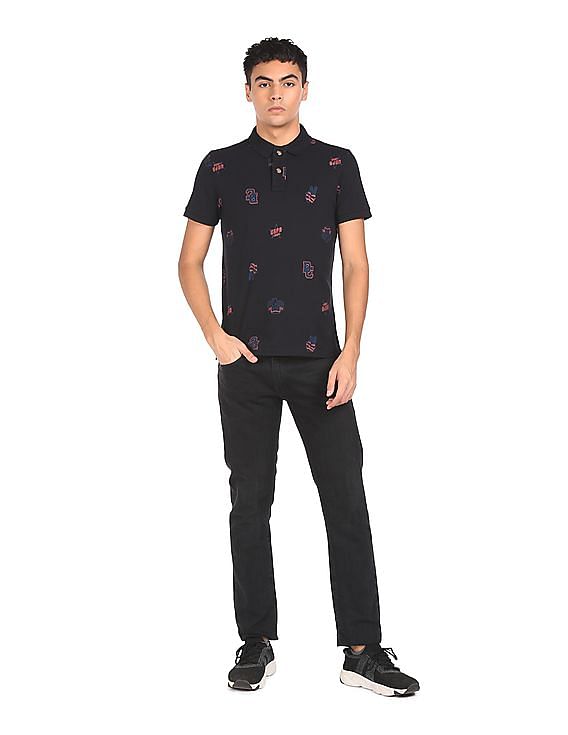 U.S. Polo Assn. Denim Co. Ribbed Collar Printed Polo Shirt