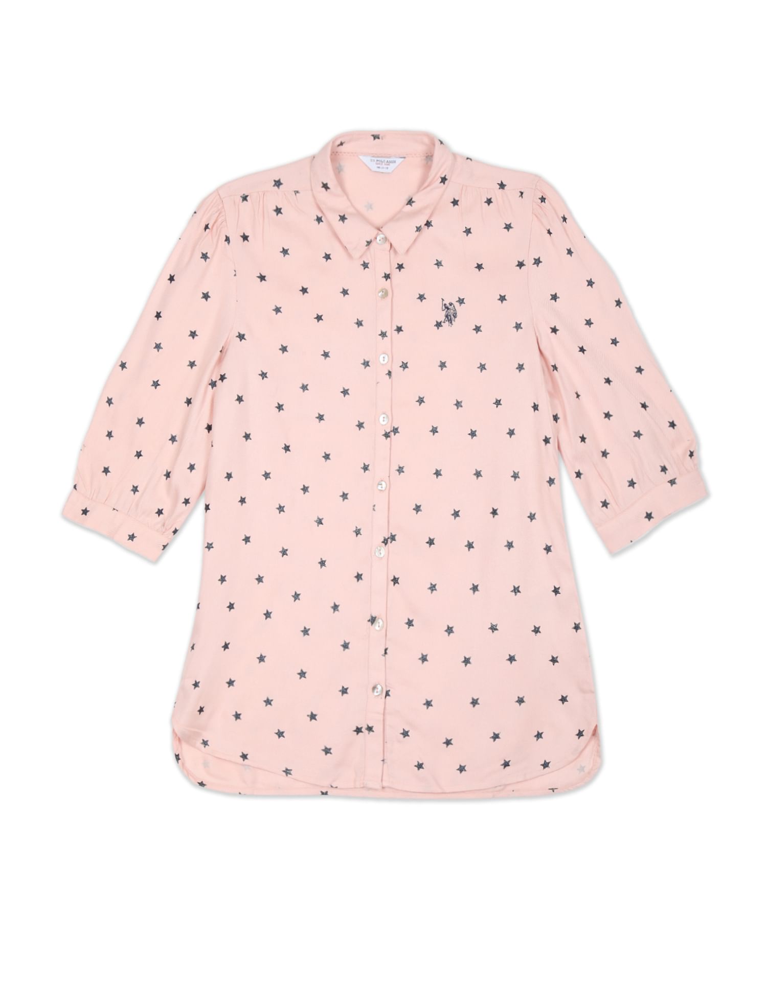 U.S. Polo Assn. Kids Puff Sleeve Geometric Print Top