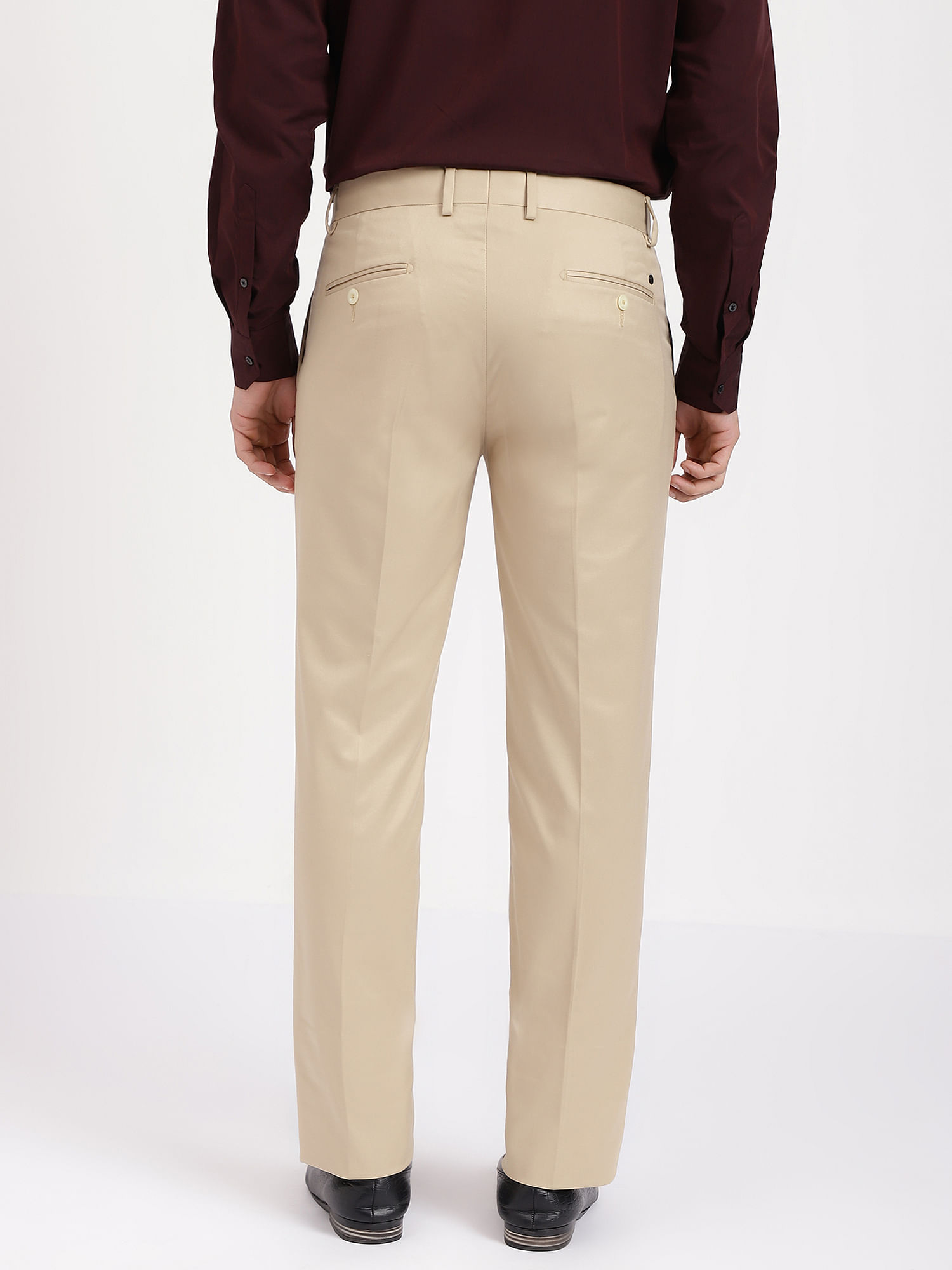 Buy Hiltl Cream Slim Fit Formal Trousers Online - 526097 | The Collective