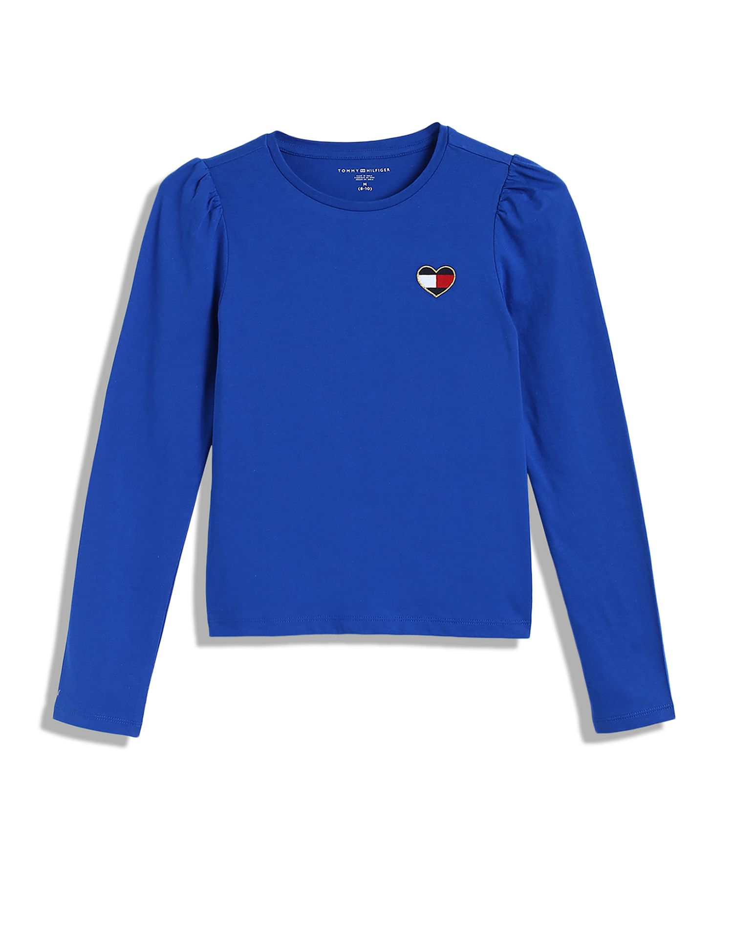 Tommy Hilfiger Kids Girls Puff Shoulder Fashion Cotton T-Shirt