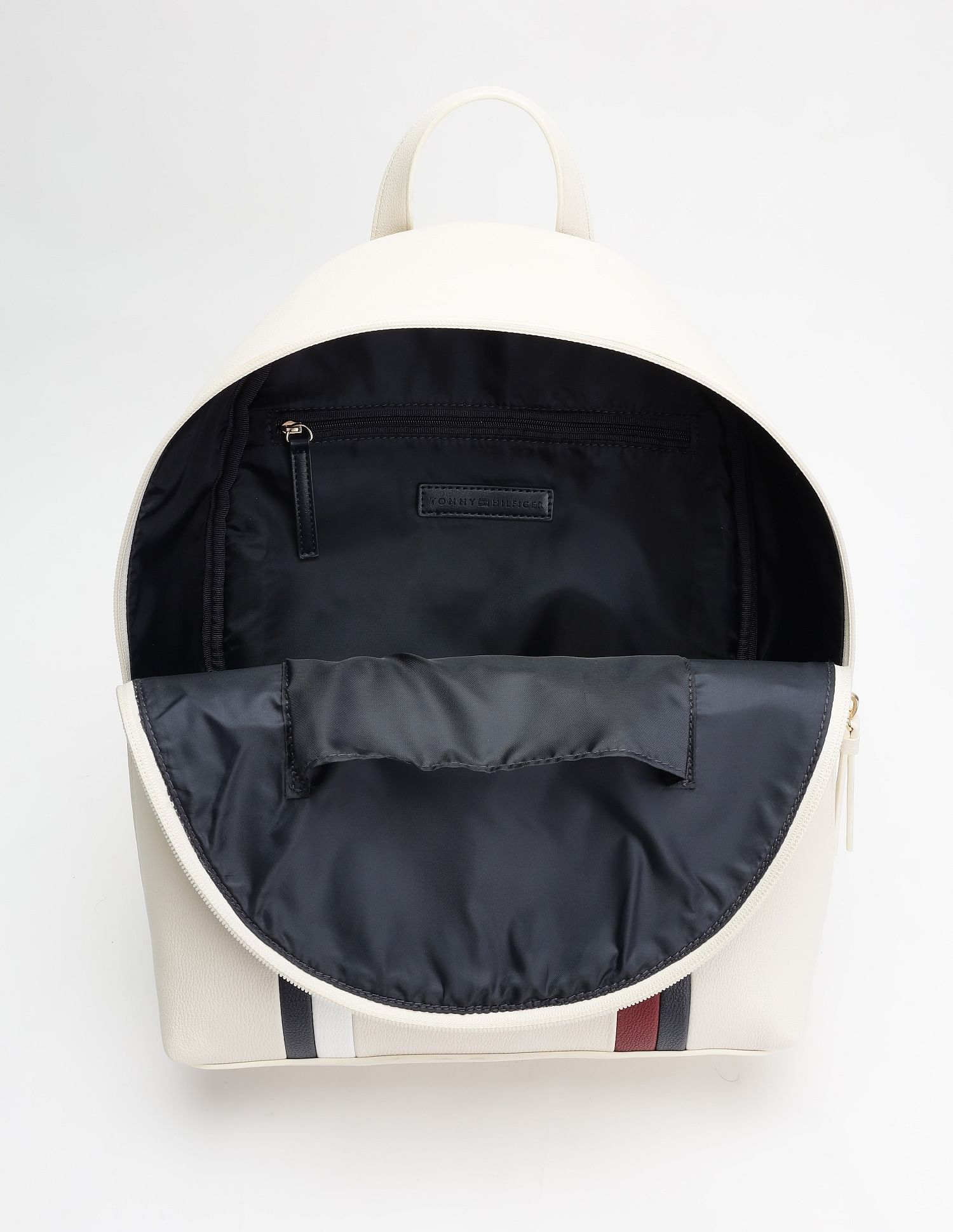 Tommy Hilfiger Striped Beige Pu Backpack