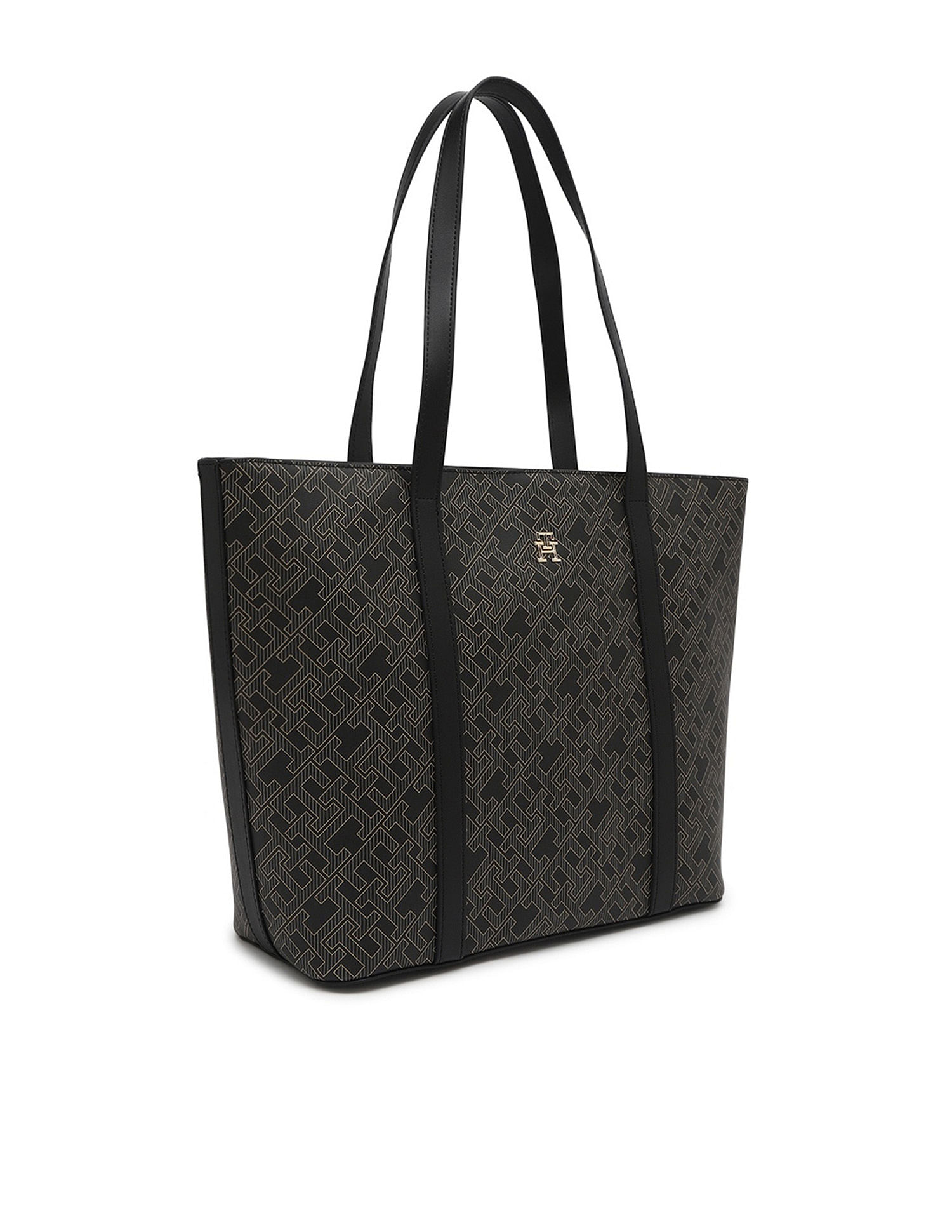 Tommy Hilfiger Logo Black Pu Tote Bag